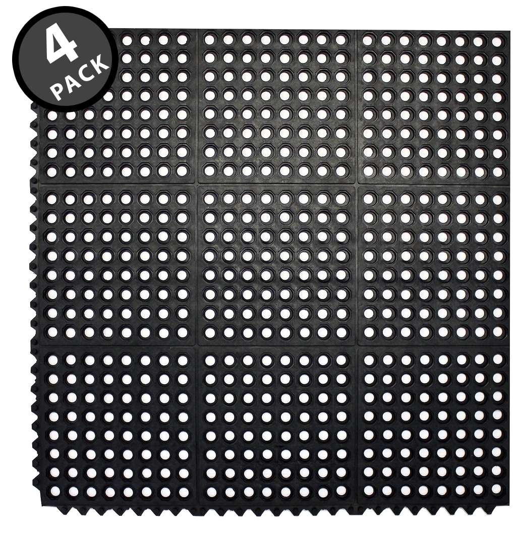 TWO Black Rubber MatS  ANTI FATIGUE NON-SLIP  80 X 50 X 2.5 CM FREE POST 