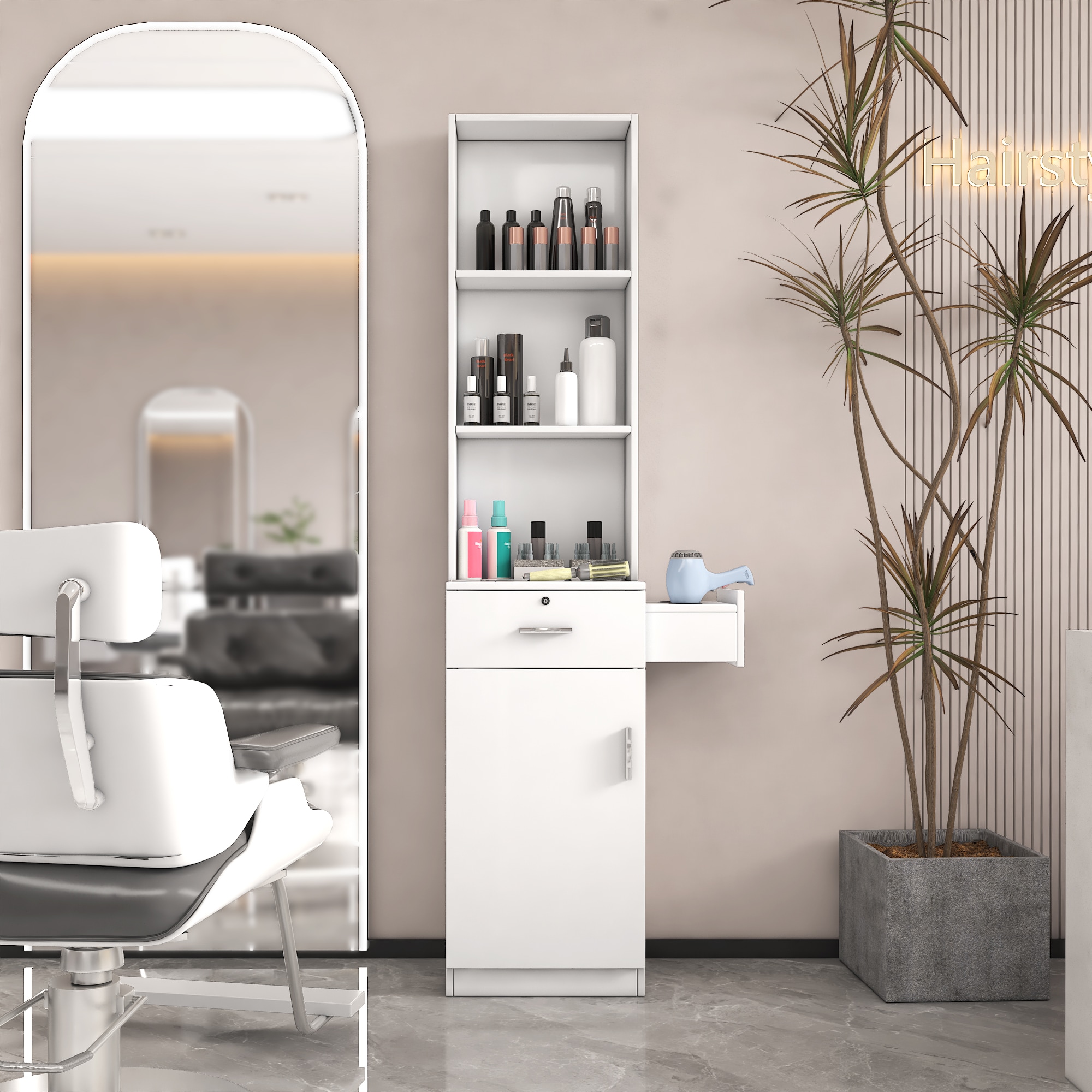 ZAKLOOP WU1811110550 12.99-Inches W x 70.87-Inches H MDF White Freestanding Utility Storage Cabinet
