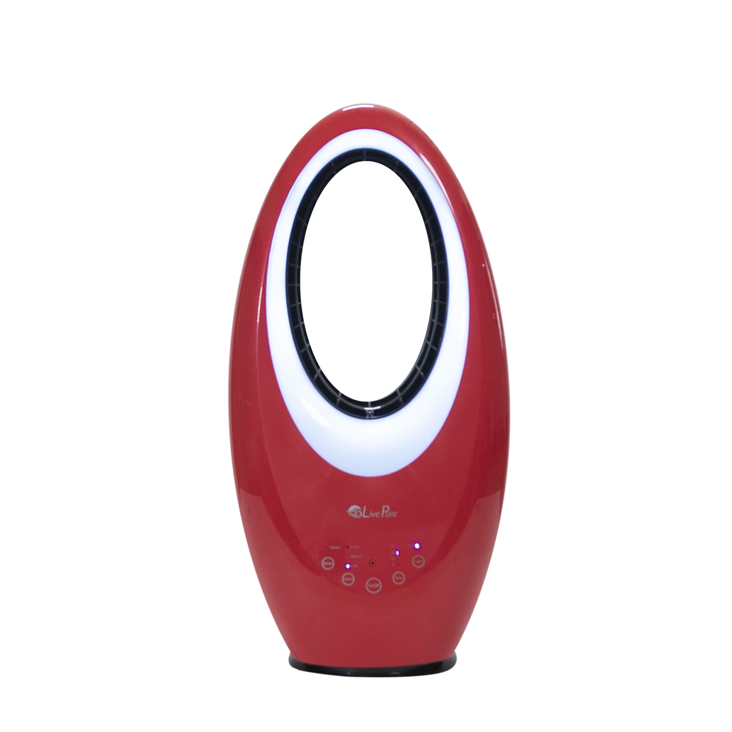 LivePure LP1700FAP-R Bladeless Oscillating 3-Speed Fan with Filter And Touch Control - Red