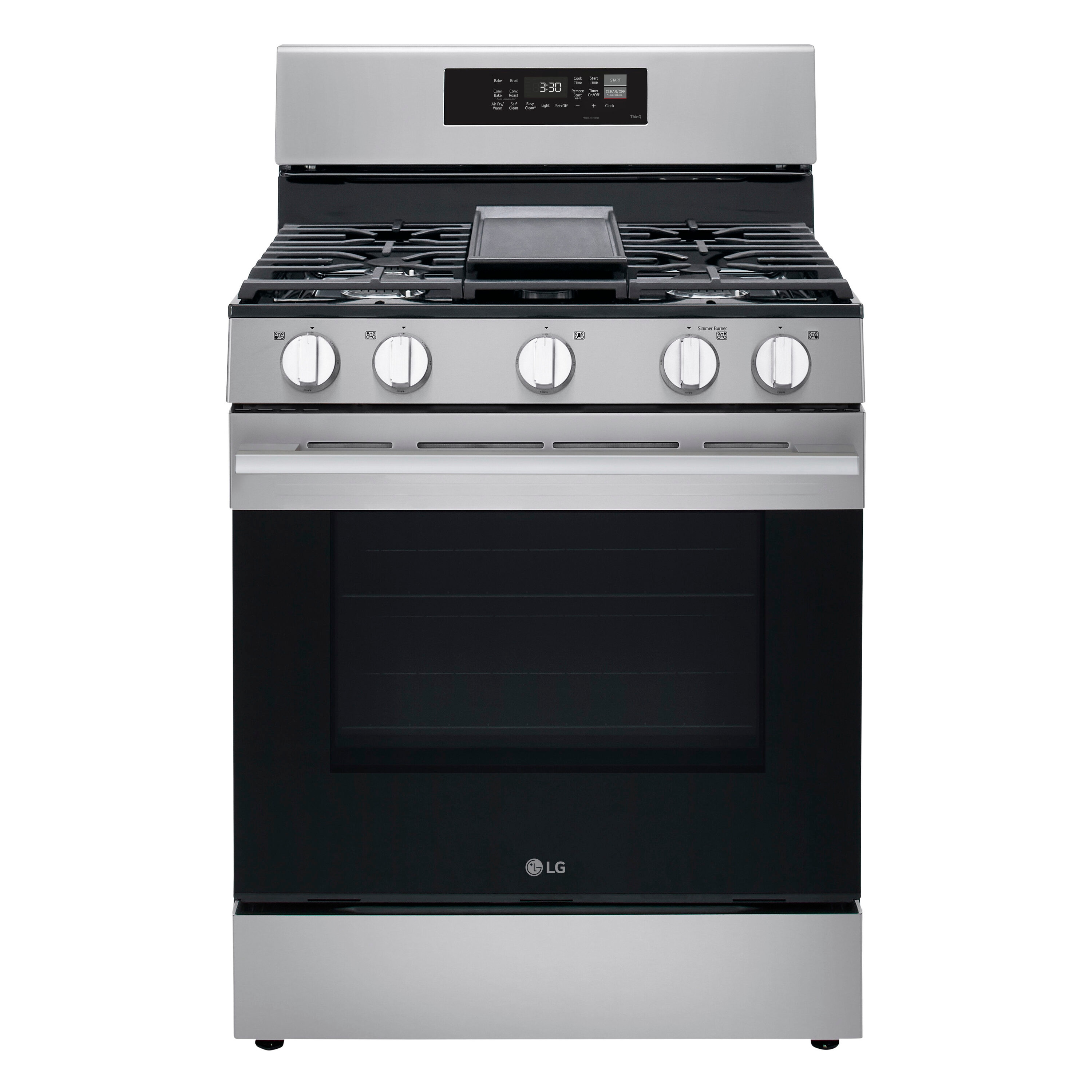 LG LRGN6323Y 30-in 5 burners 6.3-cu ft Air Fry Convection Oven Freestanding Natural Gas Range ( Stainless Steel )