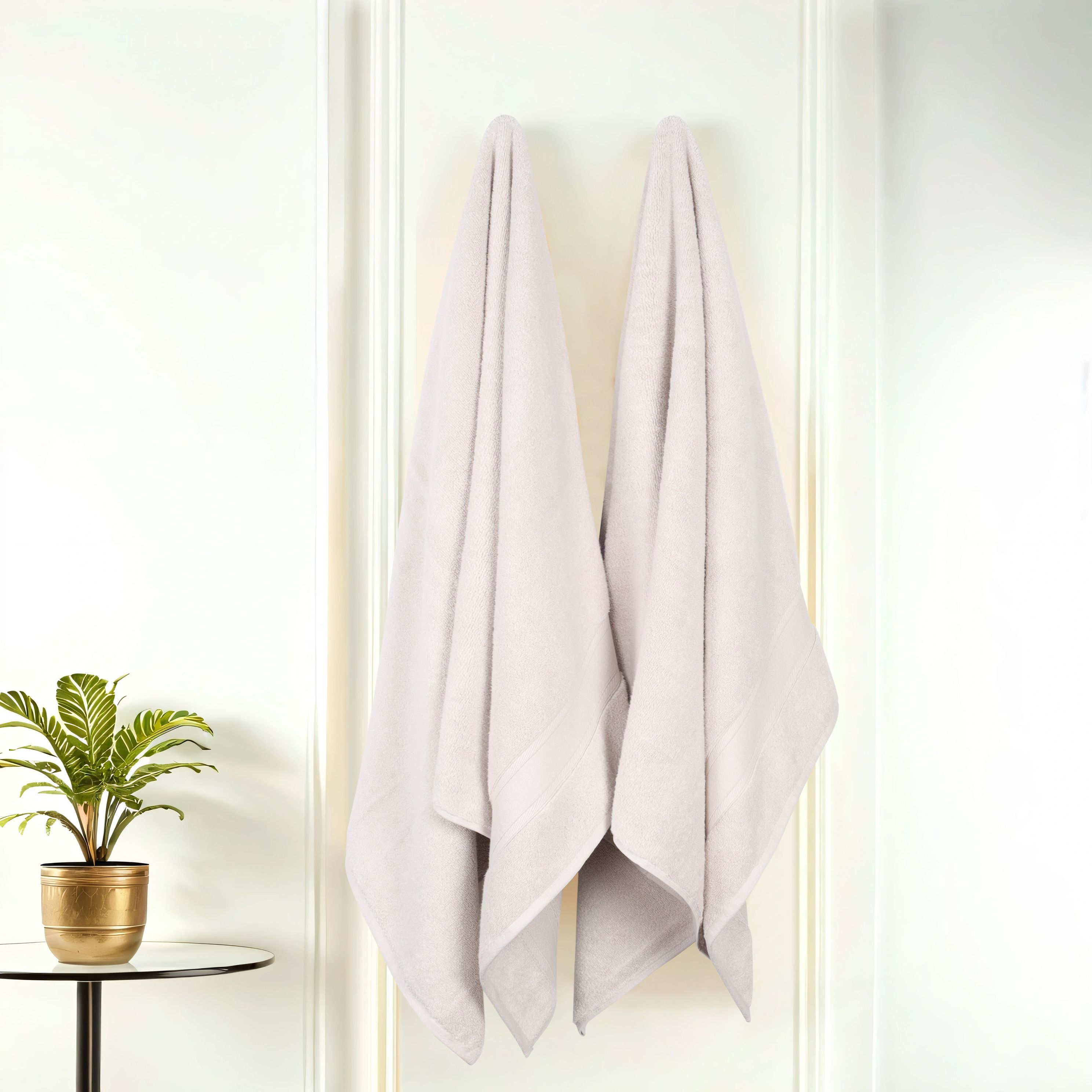Superior 2 -Piece Silver Cotton Quick Dry Bath sheet