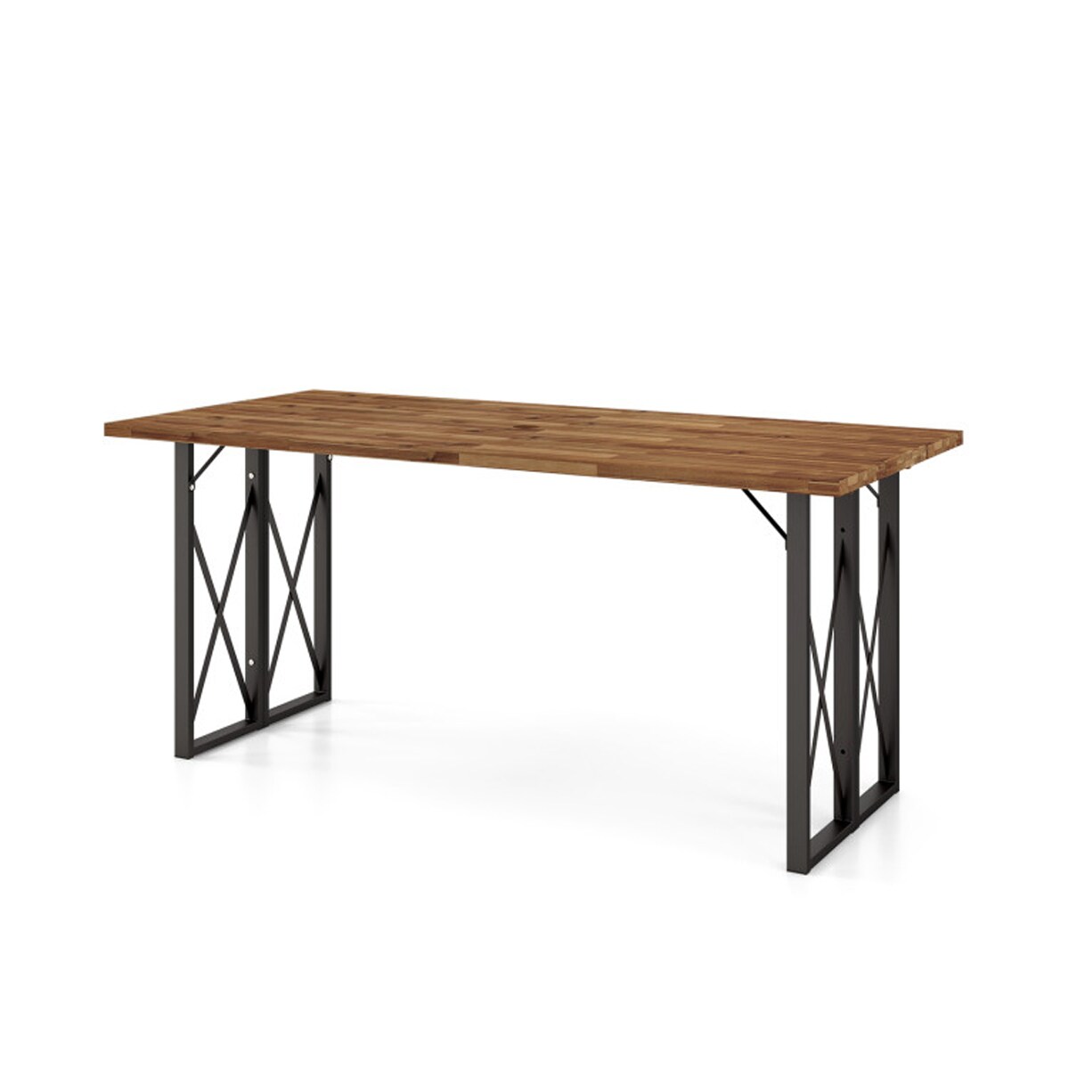 WELLFOR TDJN10573WN Rectangle Outdoor Dining 30.5-in W x 67-in L with Umbrella Hole