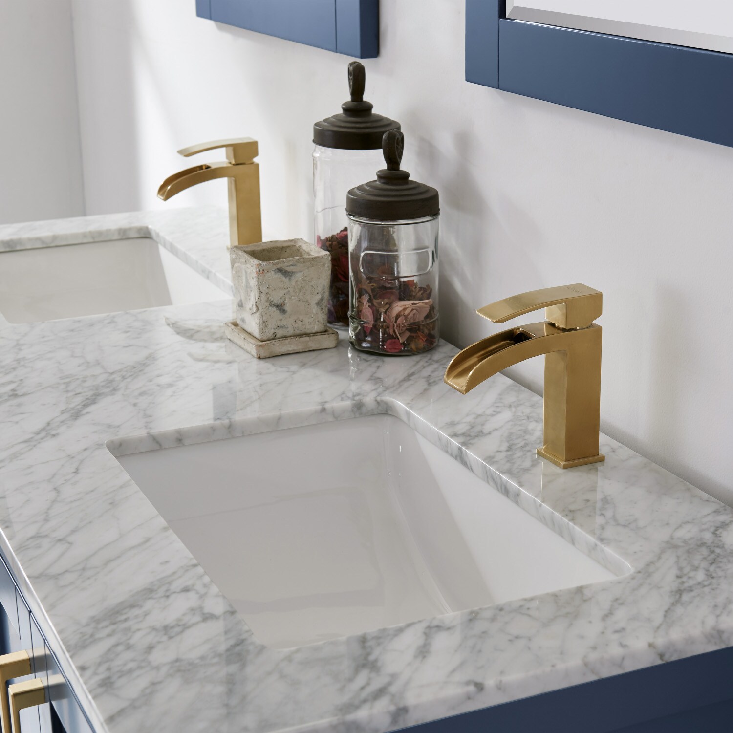 Remi Royal Blue 60" Double Basin Freestanding Vanity with Marble Top