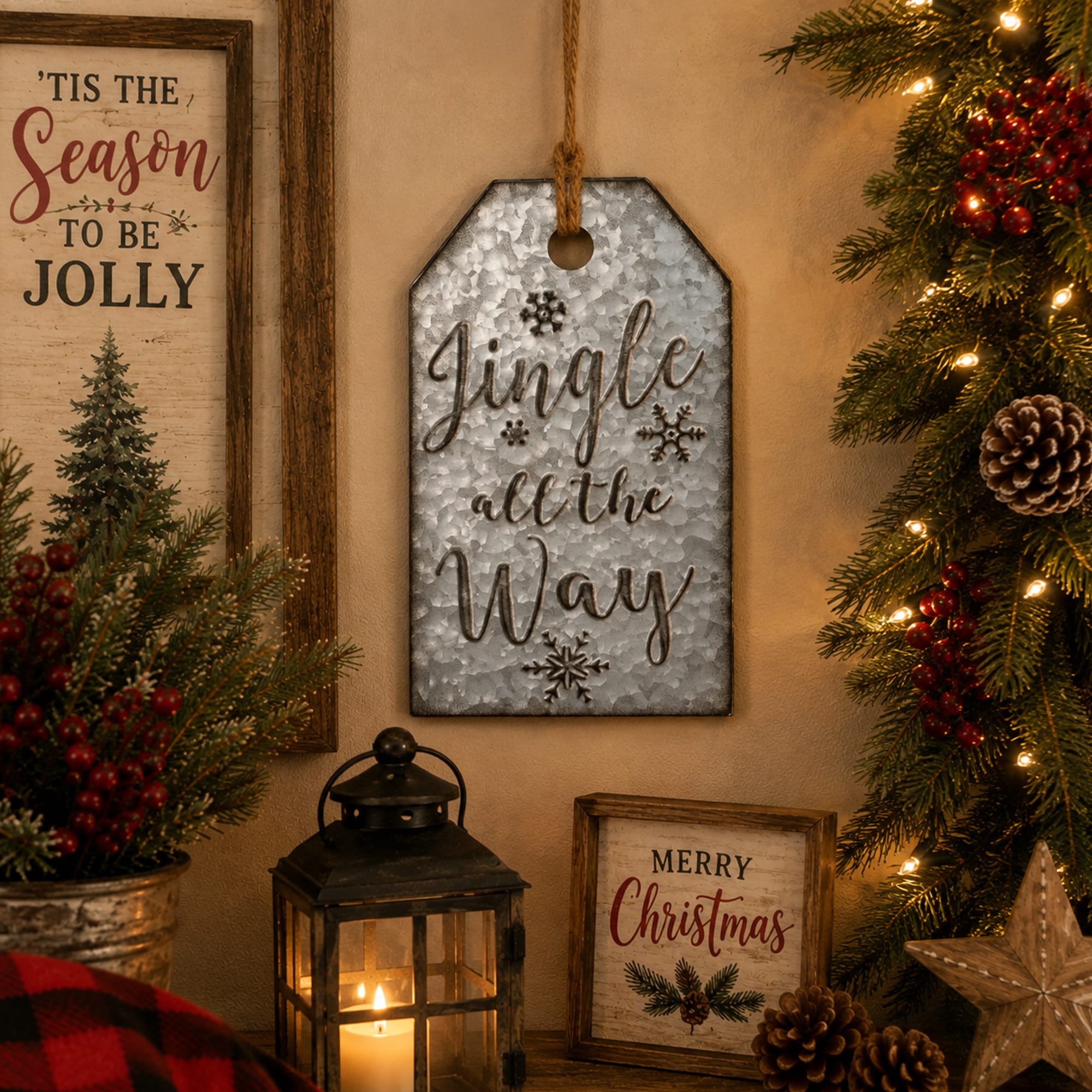Northlight Embossed Jingle All The Way Christmas Metal Wall Sign - 12 inch - Silver
