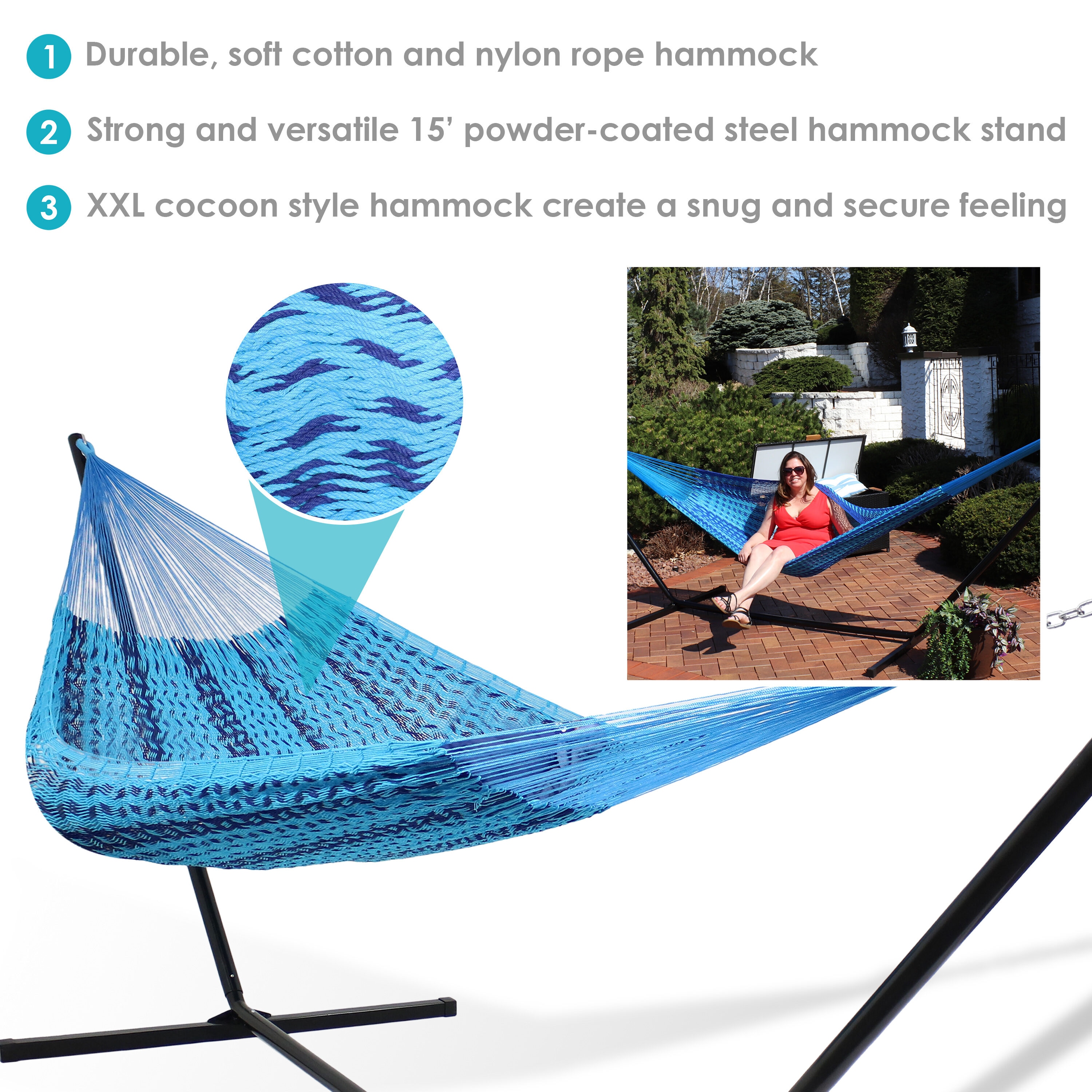 Sunnydaze Decor HM24BLU-COMBO hammocks - View #7