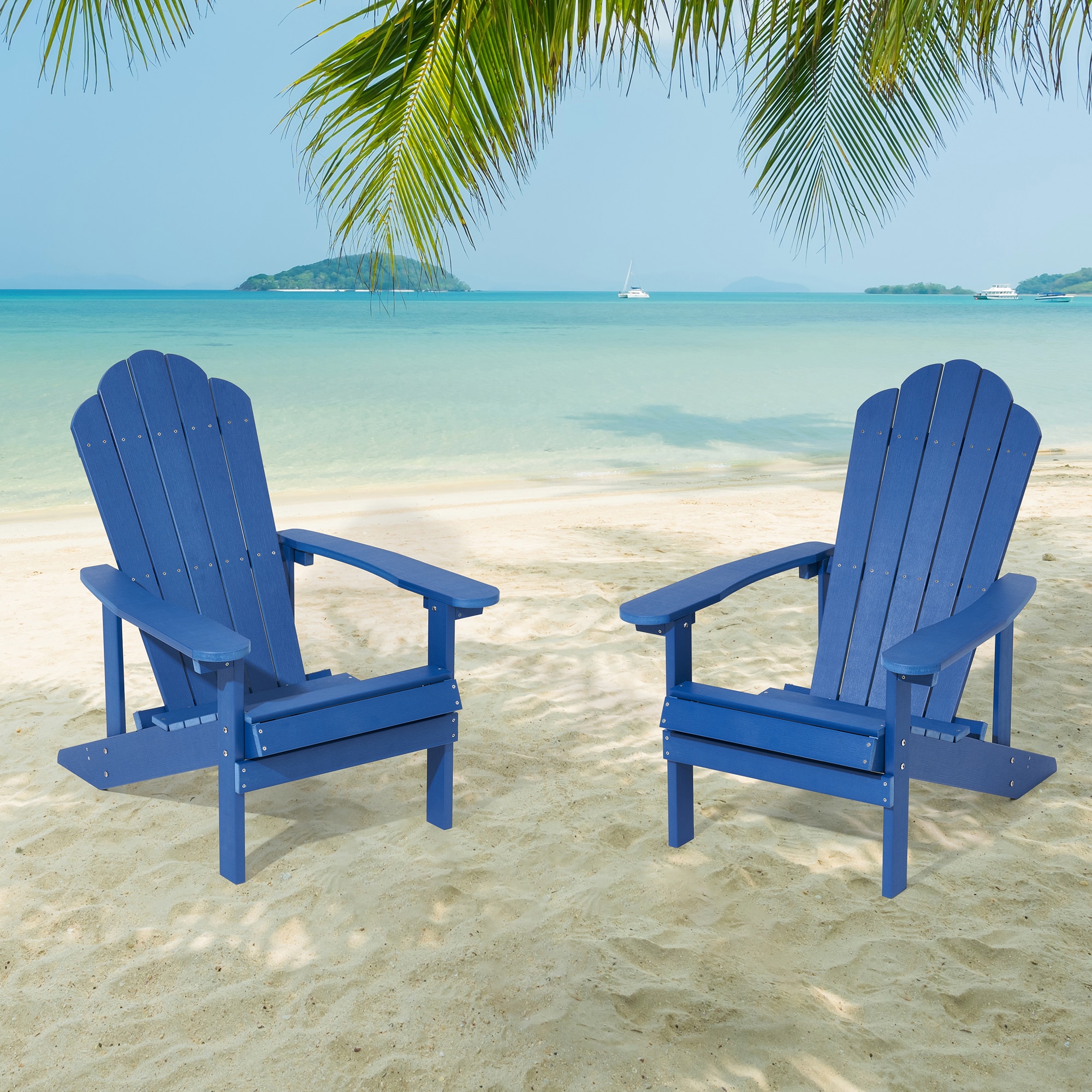 ACEGOSES Adirondack Chair Set of 2 Navy HDPE Frame Stationary