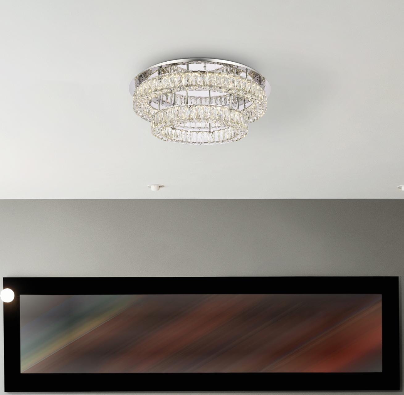 Monroe 22" Chrome LED Flush Mount with Royal Cut Crystals