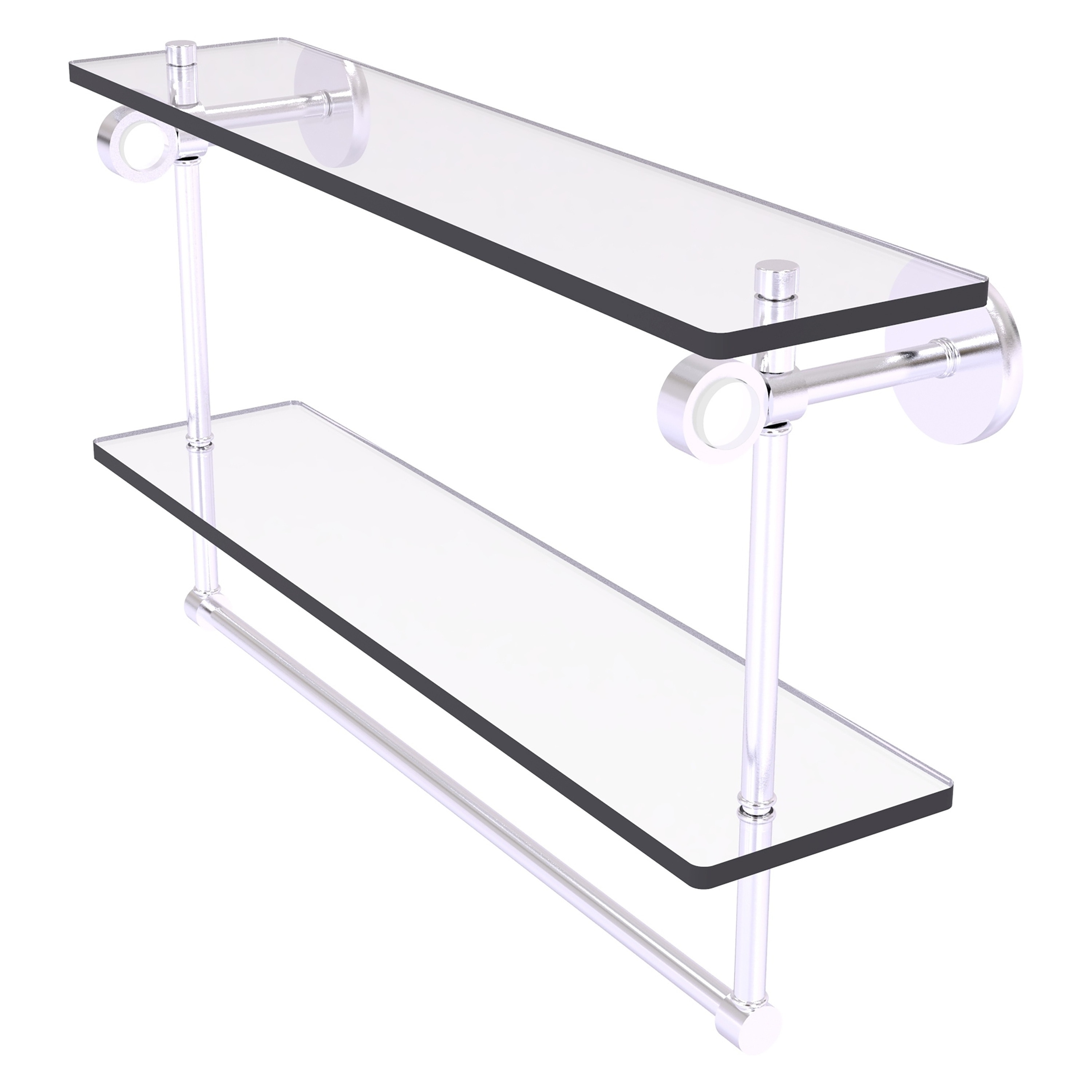 Allied Brass CV-2TB-22-SCH Clearview Satin Chrome 2 -Tier Wall mount Bathroom Shelf ( 22-in x 12.8-in x 5-in )