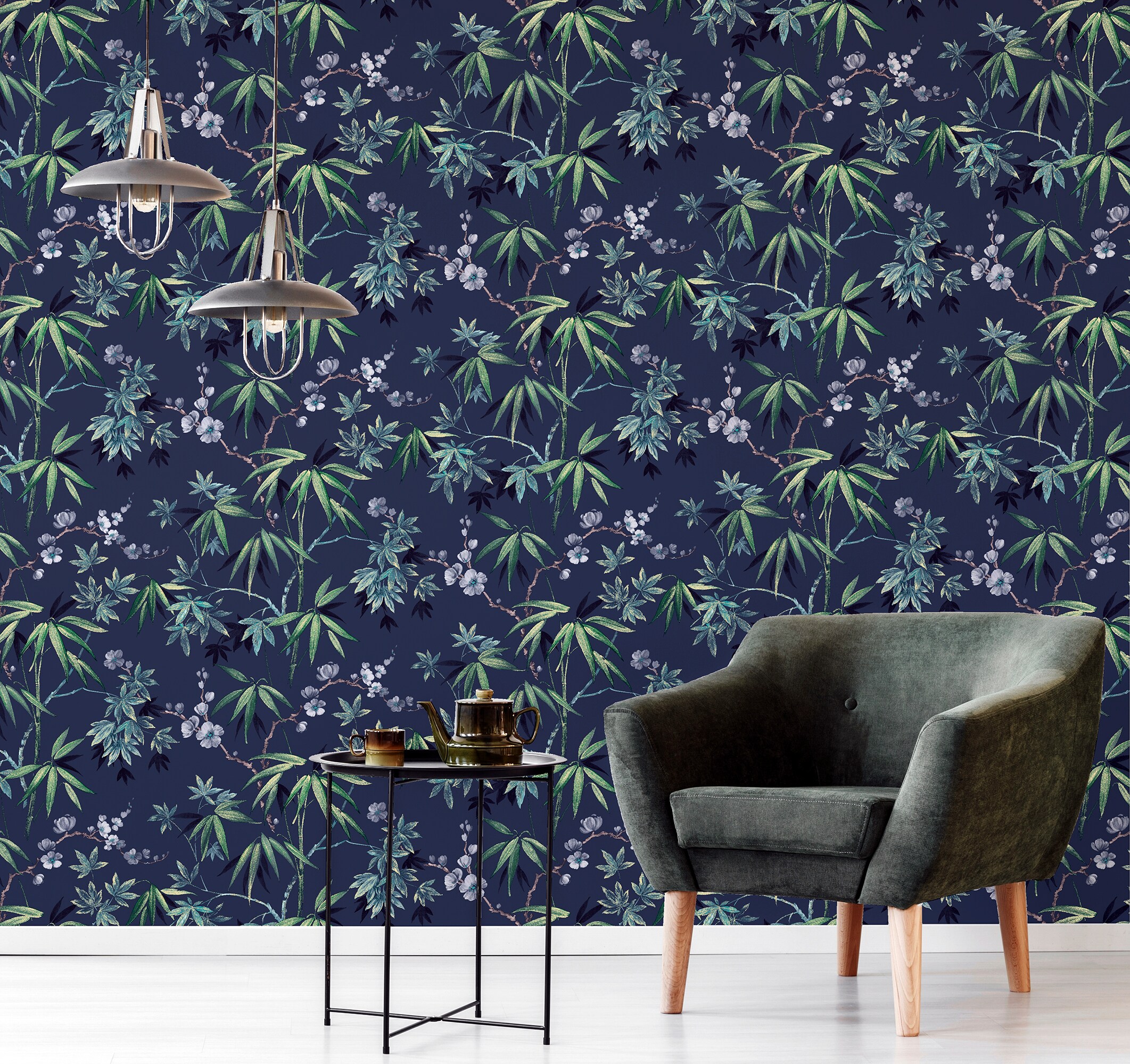 Arthouse Birds and Bamboo Grey Textured Vinyl Wallpaper