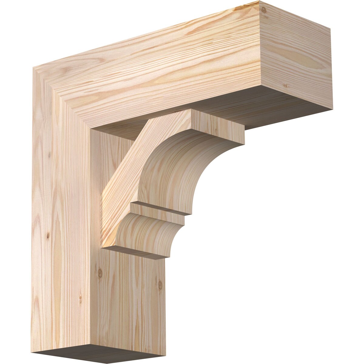 Ekena Millwork 1462166 Balboa Block Smooth Bracket with Offset Brace 7-1/2-in x 20-in x 20-in Douglas fir Brown Wood Standard bracket