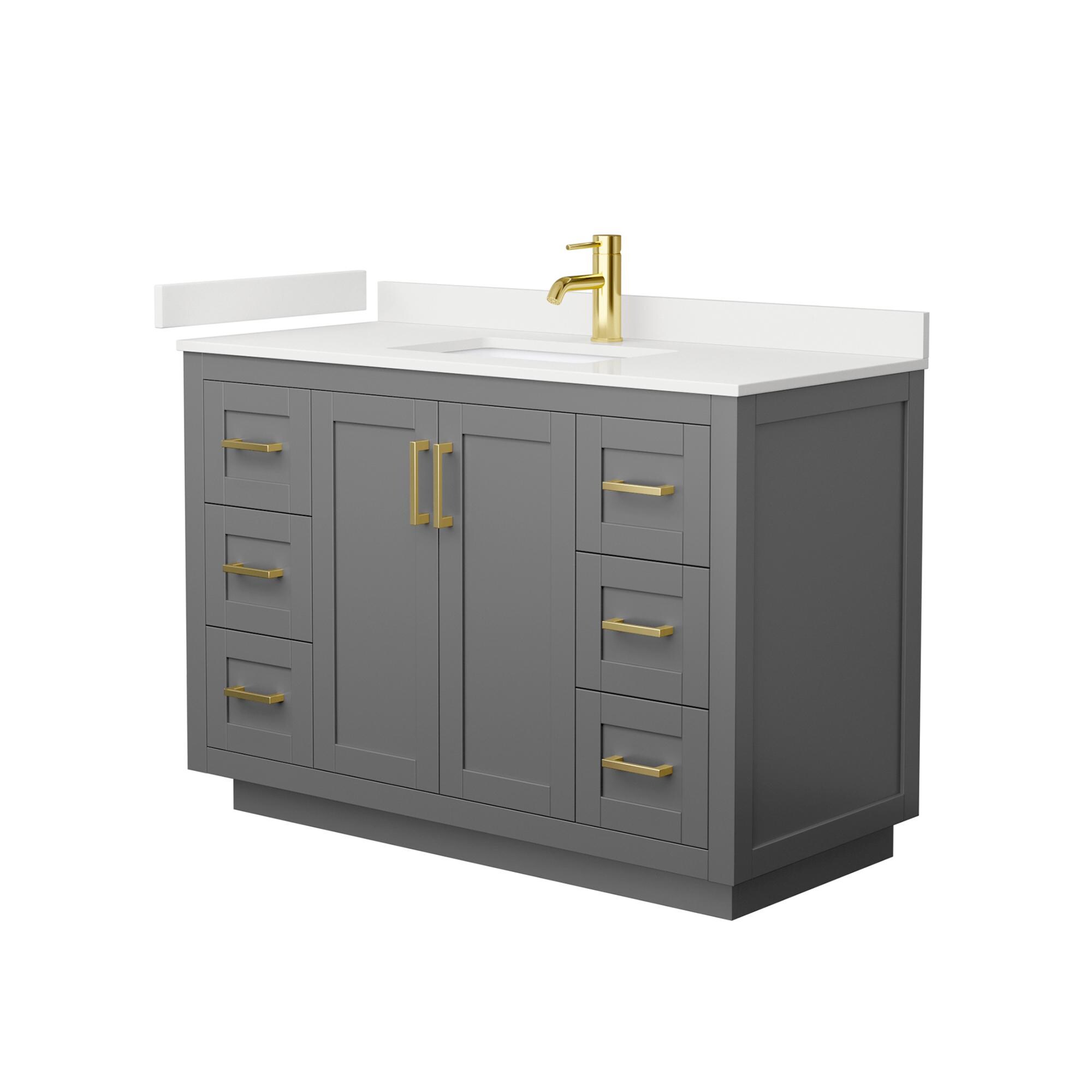 Miranda Dark Gray Freestanding Single Vanity with White Quartz Top