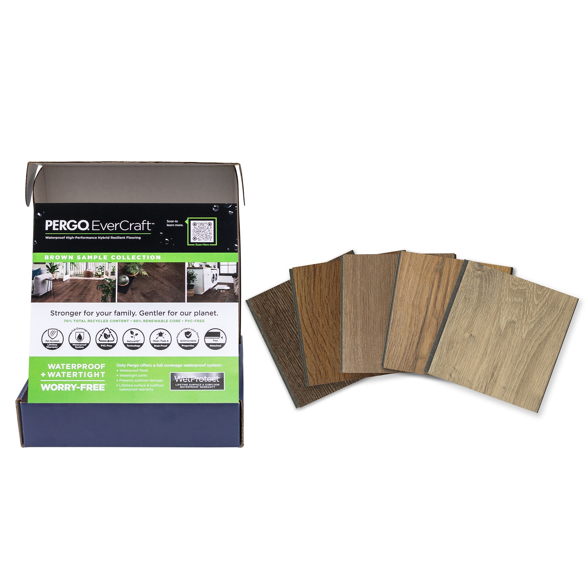 Pergo SBX0064272 (Sample) Evercraft Brown Waterproof and Water Resistant Wood plank Laminate Flooring