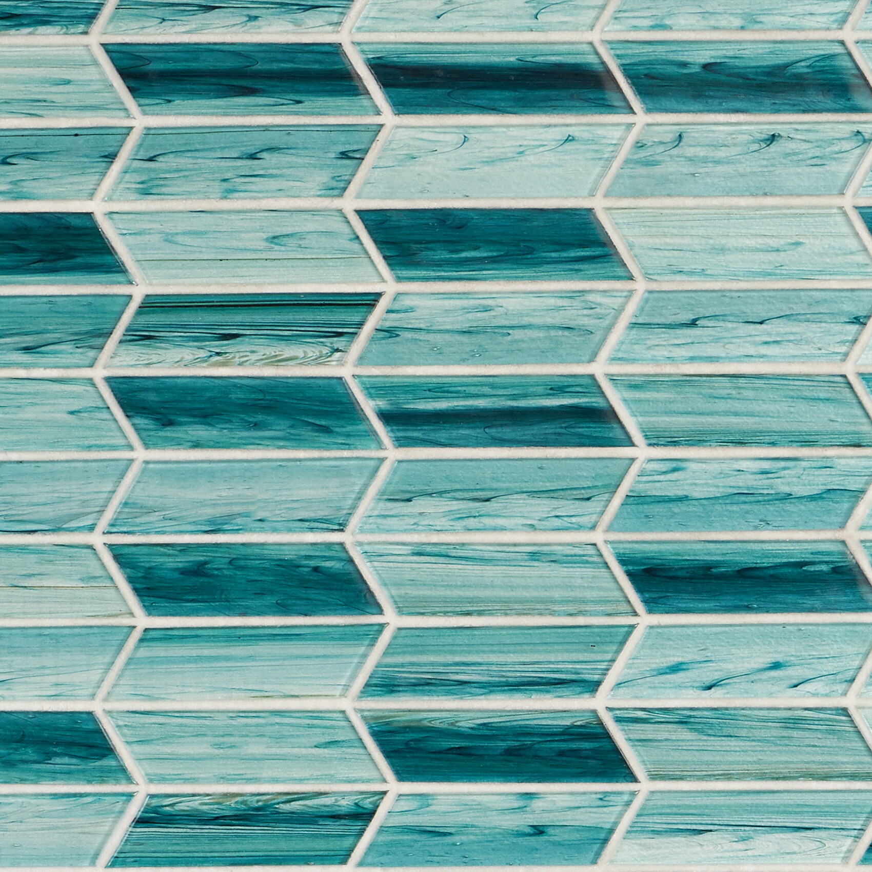 Artmore Tile EXT3RD105428 Rivulet Teal 12-in x 12-in Polished Glass Patterned Linear Mosaic Wall Tile ( 0.96-sq ft Piece