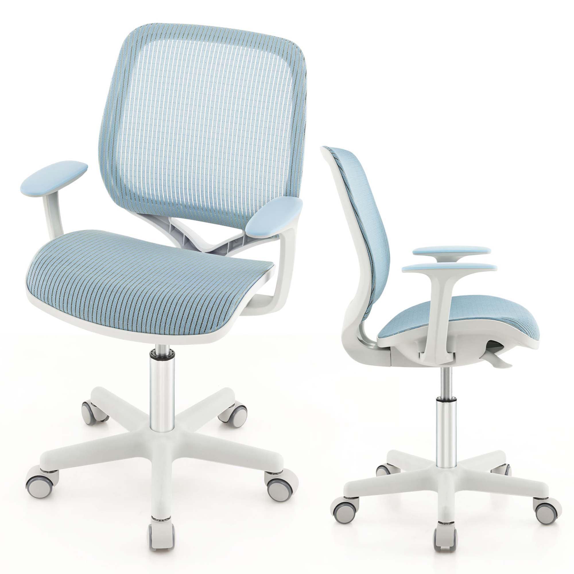 Costway CLS00020 Blue Contemporary Ergonomic Adjustable Height Swivel Plastic Desk Chair