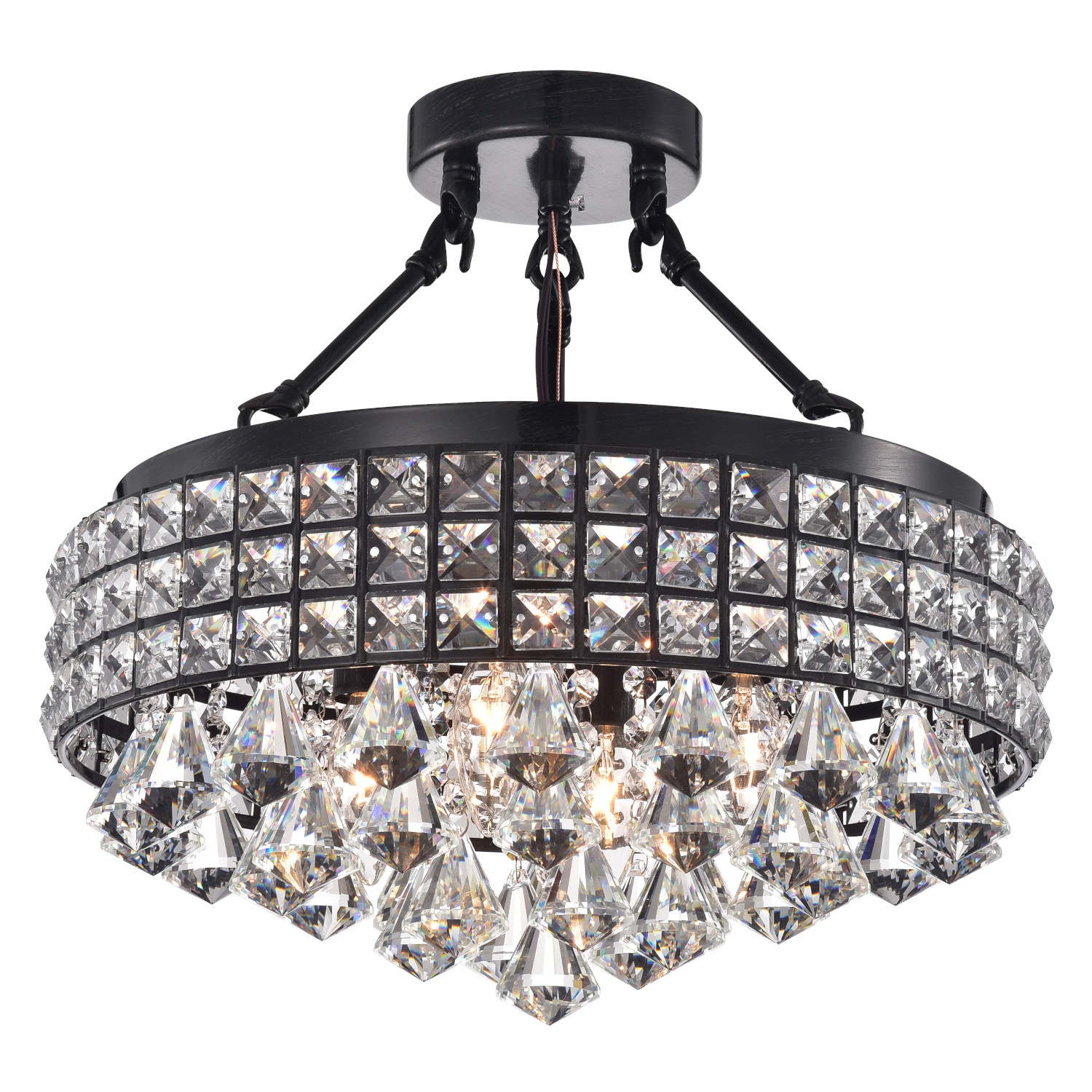 Edvivi ESG4104BK 4 -Light 15-in Antique Black Semi Flush Mount Light