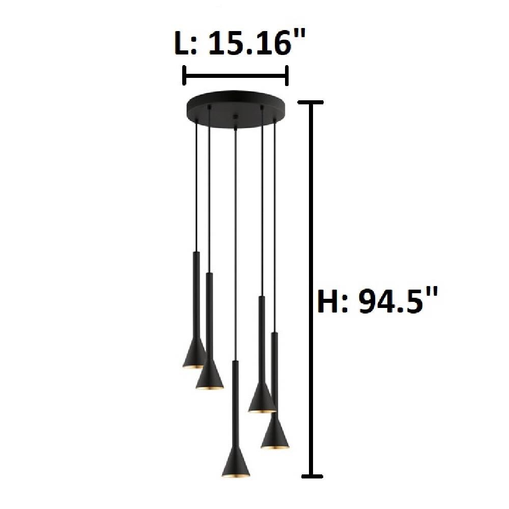 EGLO Cortaderas 5-Light Black Transitional Bell LED Hanging Pendant ...
