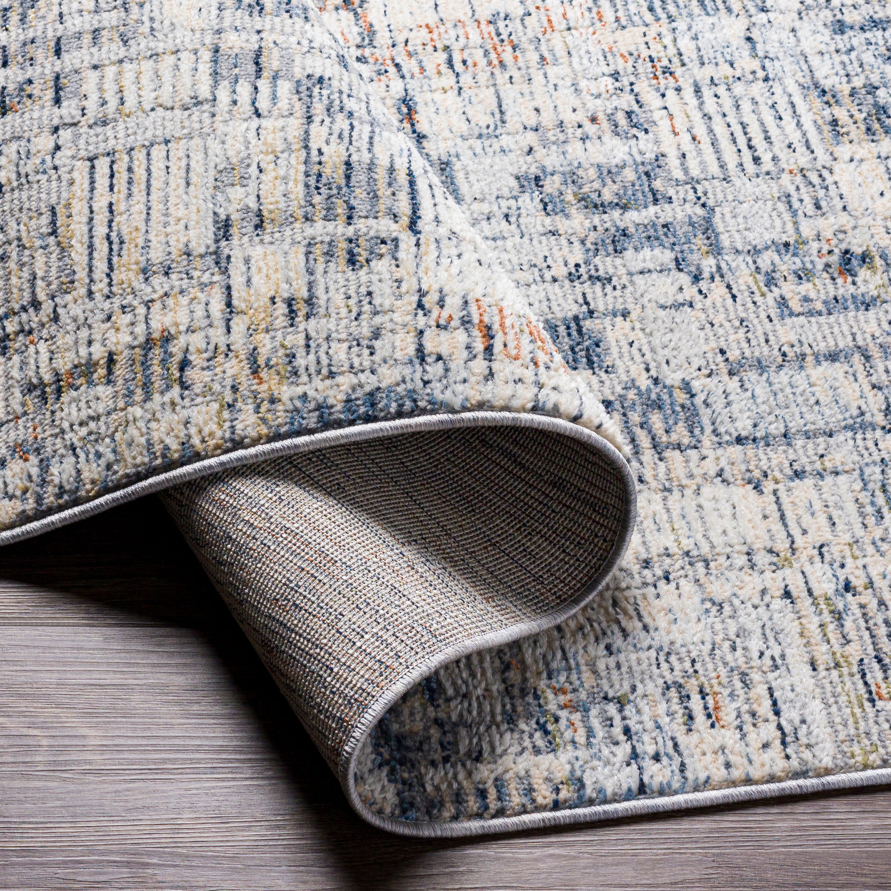 Gray and Multicolor Abstract Synthetic Area Rug