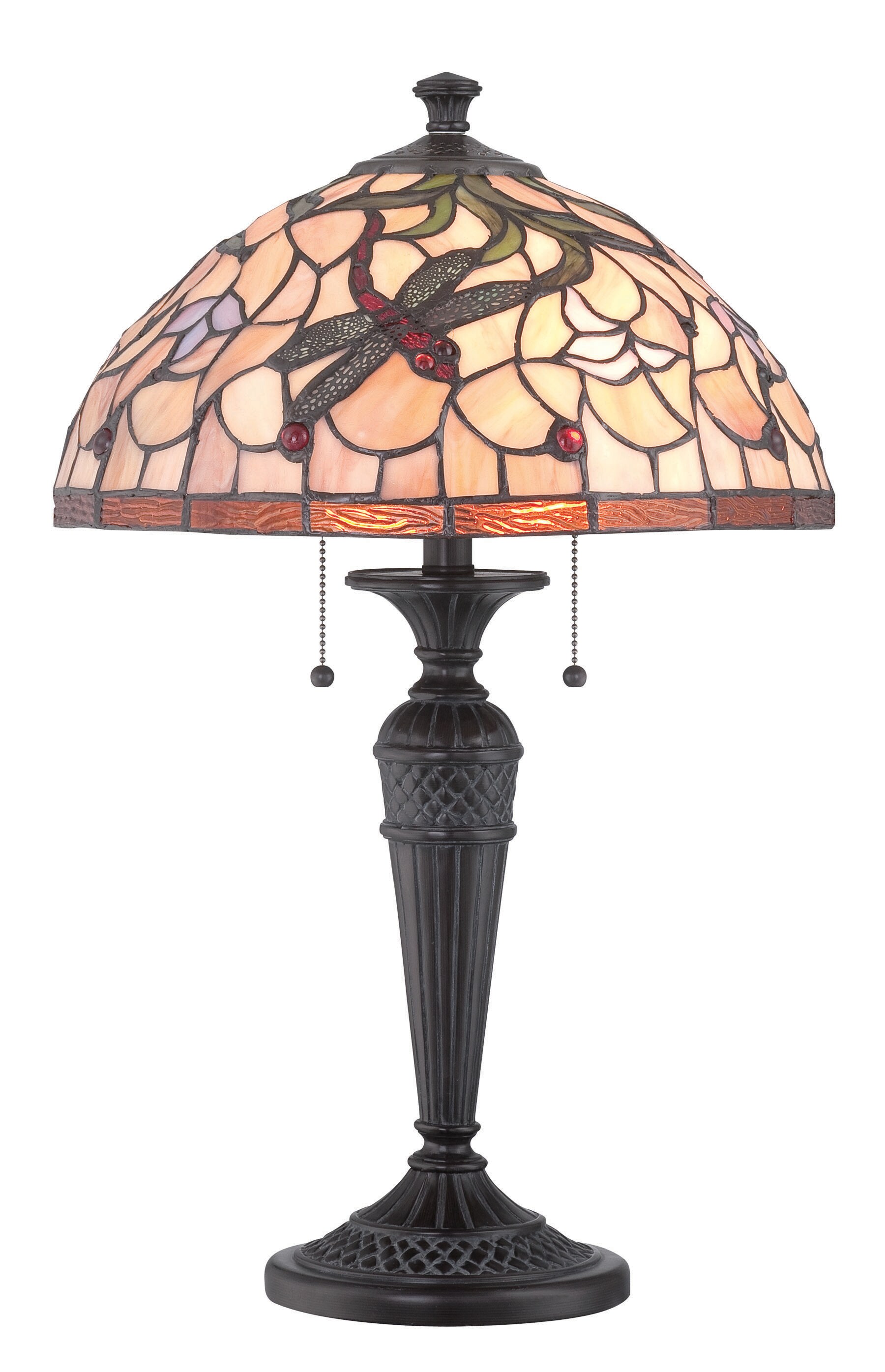Lite Source Breanna 24.5-in Dark Bronze Table Lamp with Tiffany-style ...