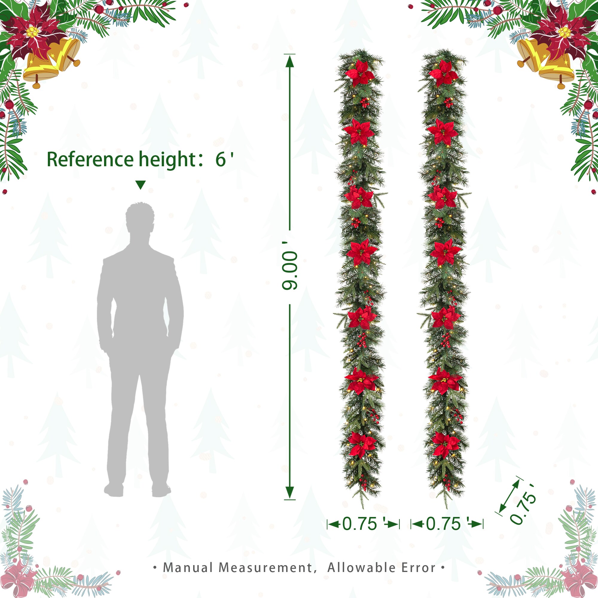 Glitzhome 2030800021 Artificial-Christmas-Garland - View #7
