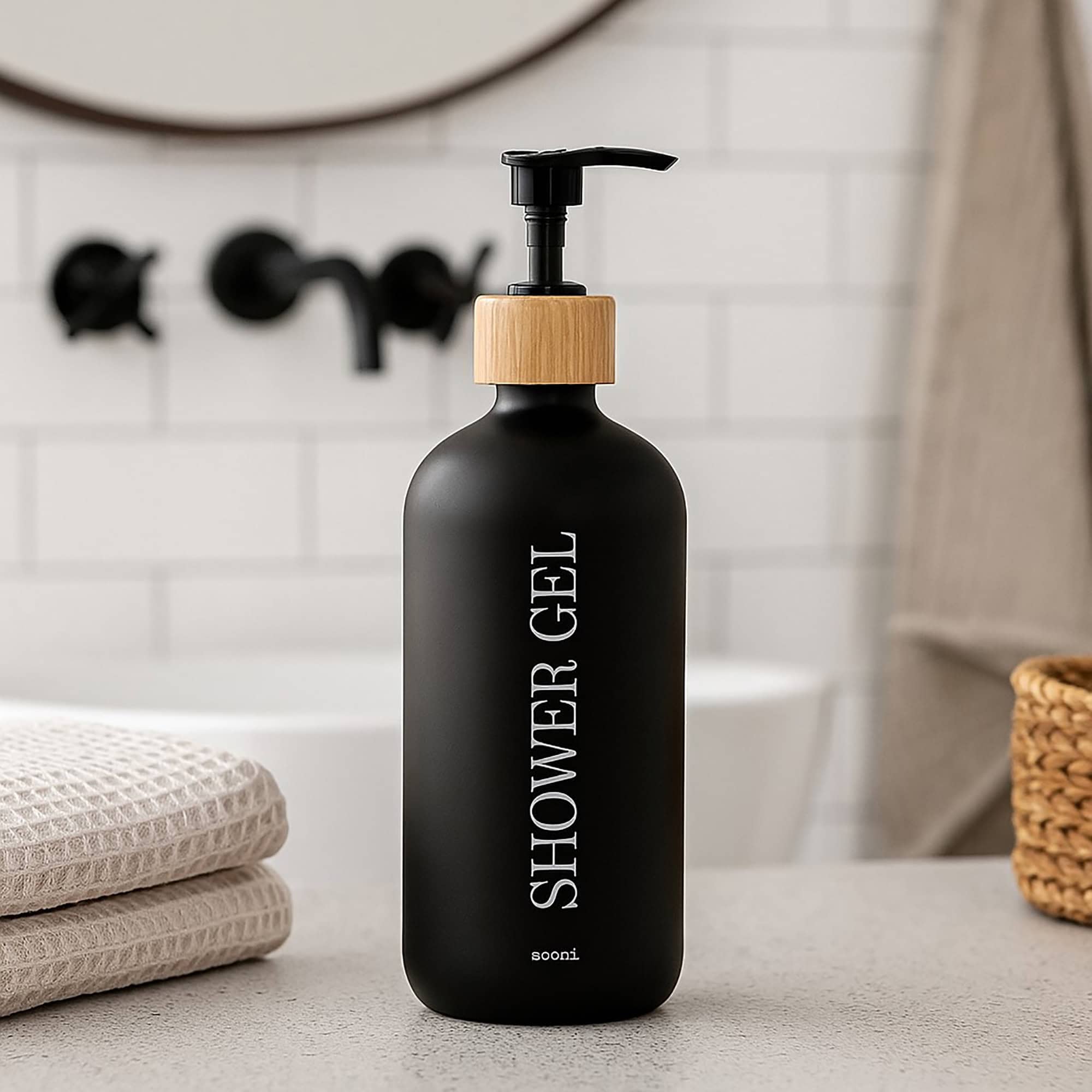 EVIDECO FRENCH HOME GOODS 17-fl oz Matte Black Shower Gel Dispenser