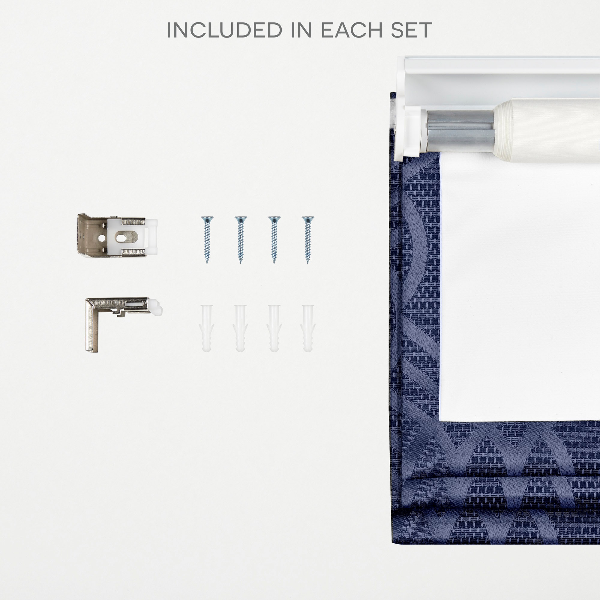 Navy Woven Fabric Cordless Blackout Roman Shade