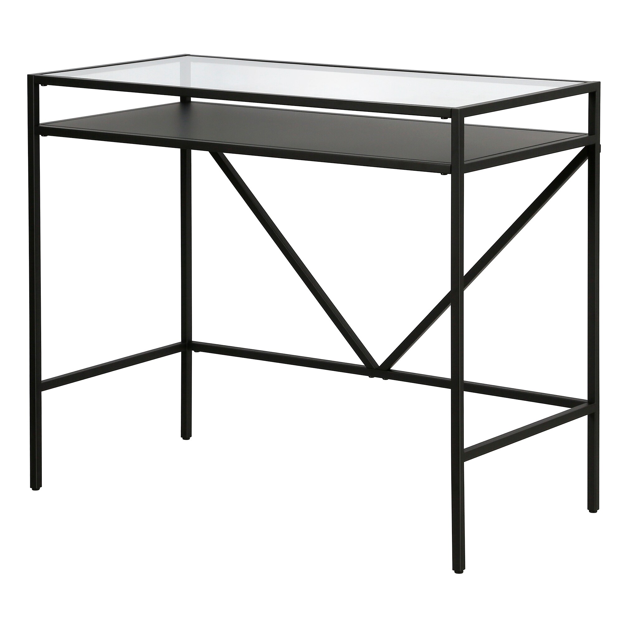 Hailey Home Baird Rectangular 36'' Wide Desk with Metal Shelf in ...