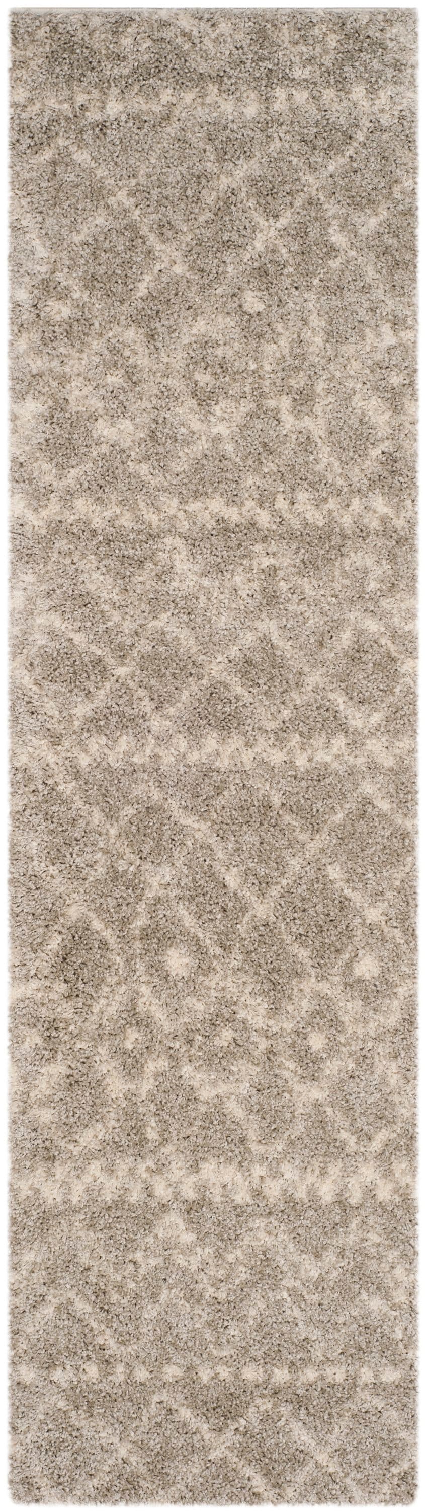 Safavieh ASG750D-28 Arizona Stom Shag 2 x 8 (ft) Loomed Polyester/Polypropylene Gray/Ivory Rectangular Indoor Abstract Moroccan Runner rug