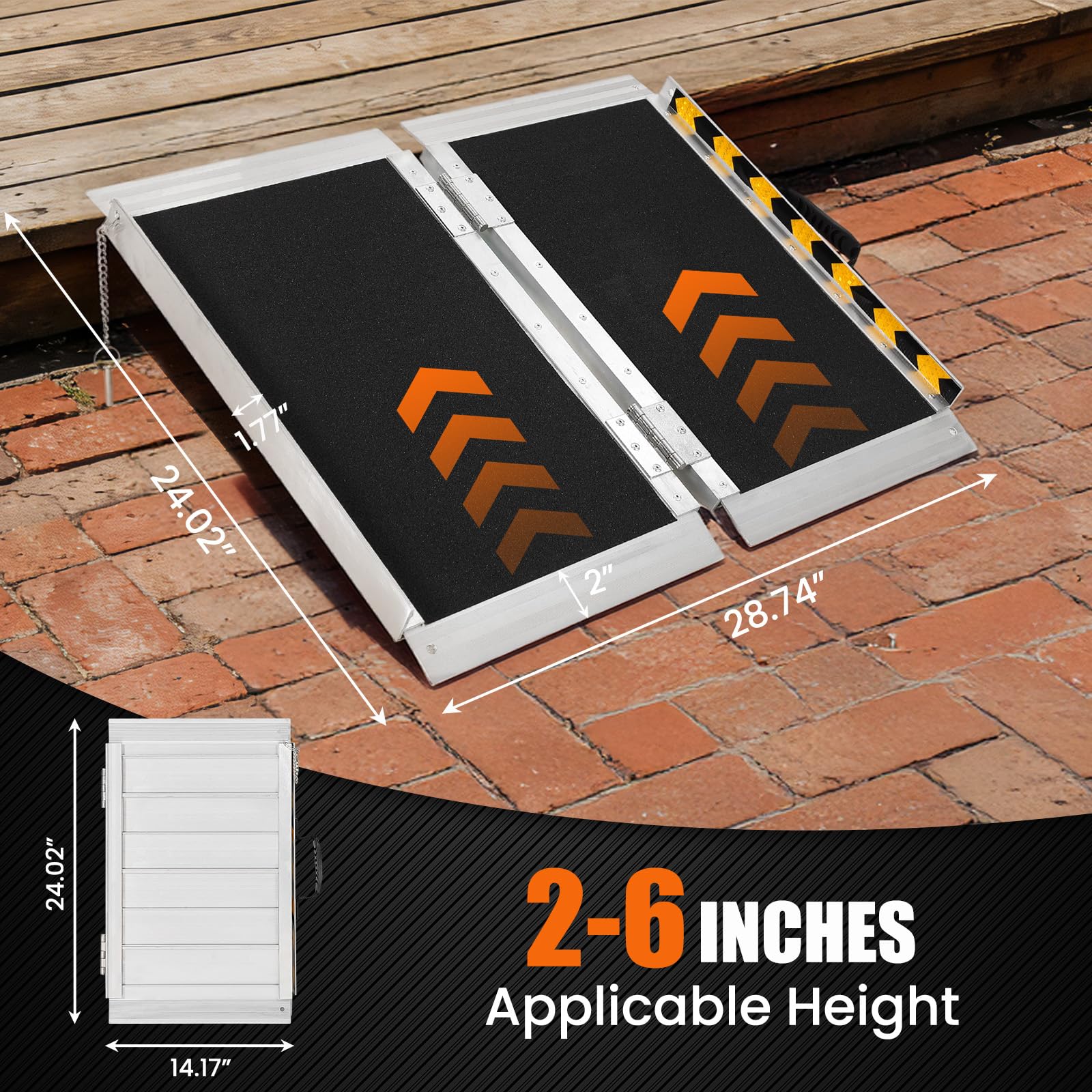Garvee 2FT Aluminum Folding Wheelchair Ramp Heavy Duty 800 lbs Capacity ...