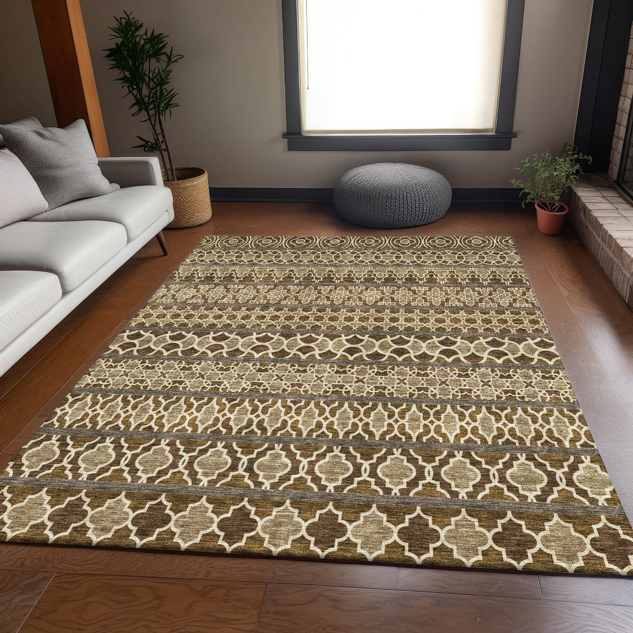 Addison Rugs ACN726MO10X14 Chantille ACN726MO 10 x 14 (ft) Polyester Mocha Rectangular Indoor/Outdoor Geometric Machine washable Area rug