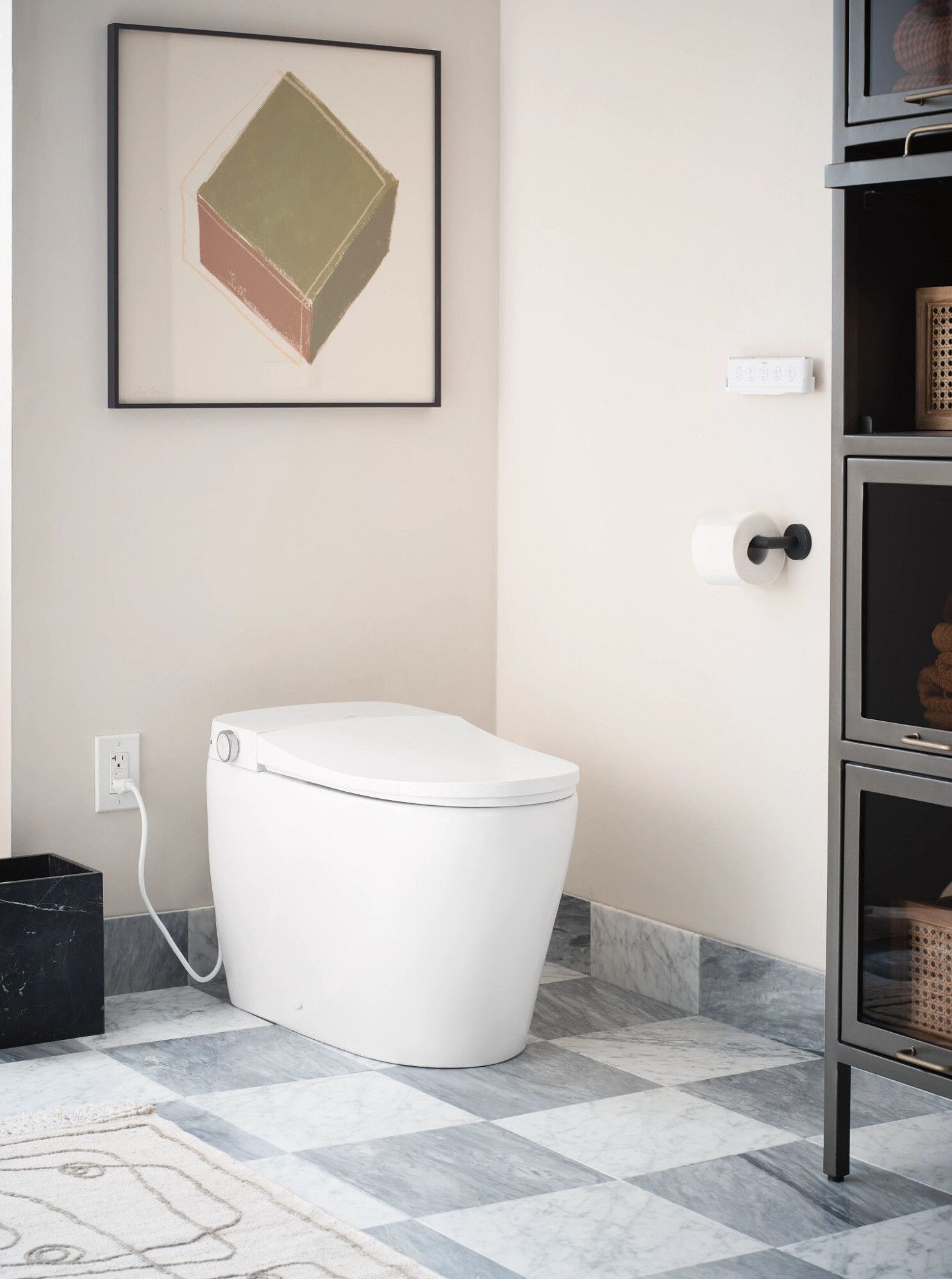 White Elongated One-Piece Smart Toilet with Remote