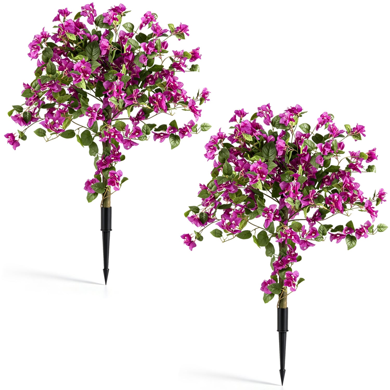 Slickblue Set of 2 Artificial 43.5-in H Bougainvillea Topiary Tree with Ground Spike and Flexible Branches for Backyard Garden or Living Room