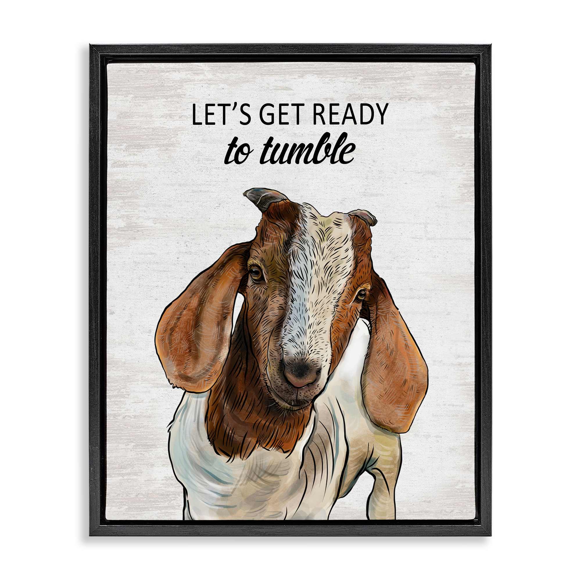 Stupell Industries BS-886-FFB-24X30 Ready To Tumble Laundry Goat Black Framed Floater Canvas Wall Art By Lettered and Lined 25 x 31