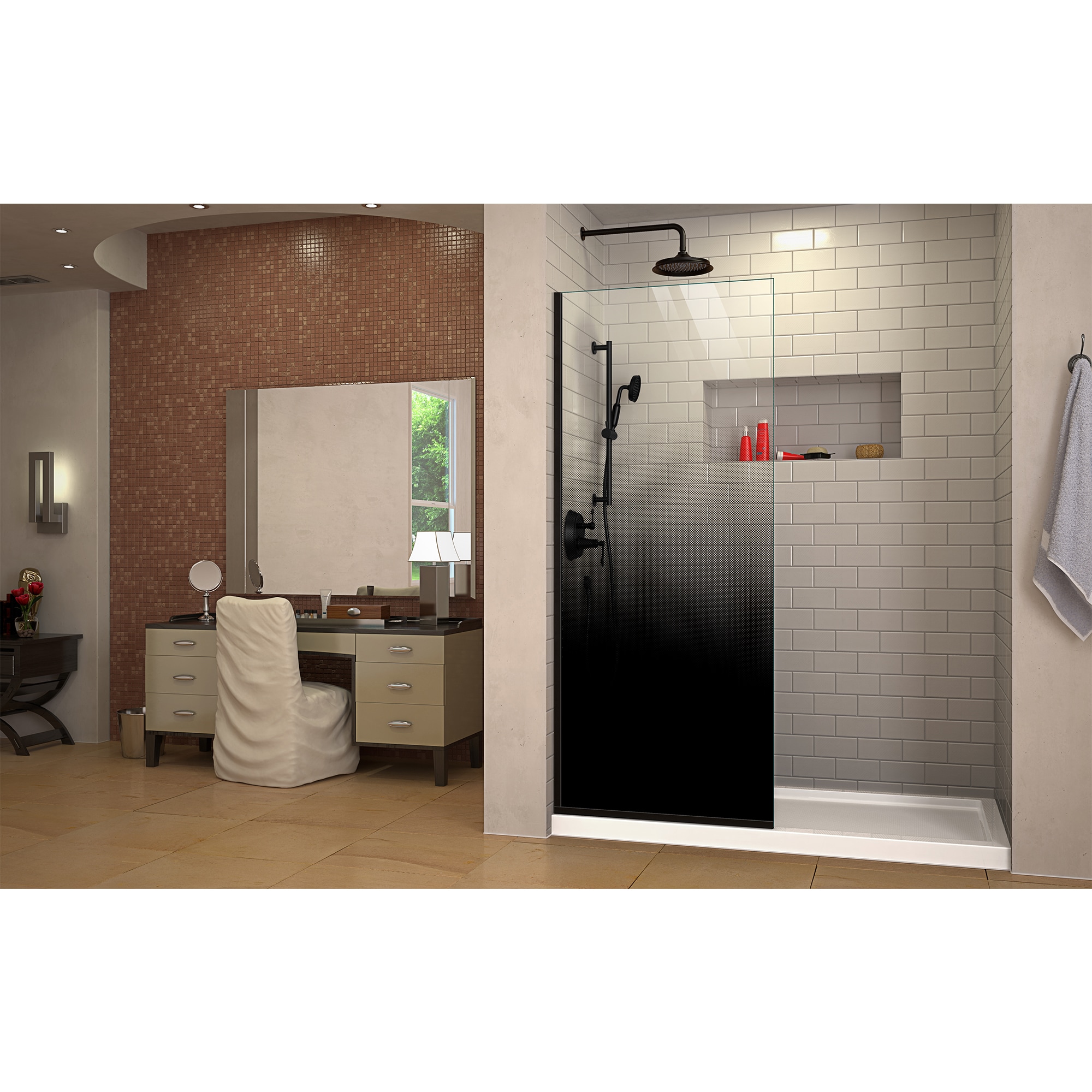 DreamLine Linea Ombre Satin Black 34-in X 72-in Frameless Fixed Shower ...