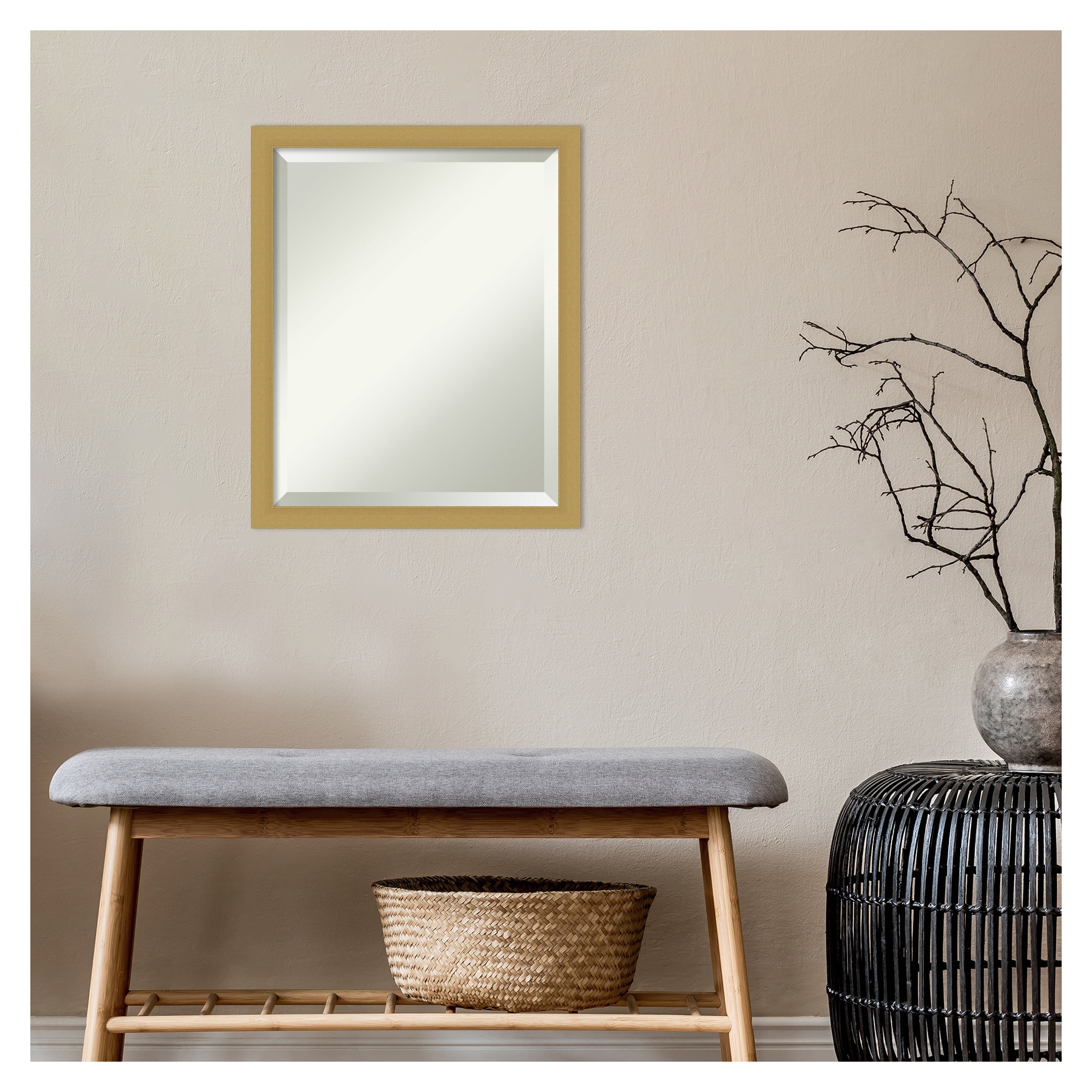 Grace Brushed Gold Narrow Rectangular Wall Mirror