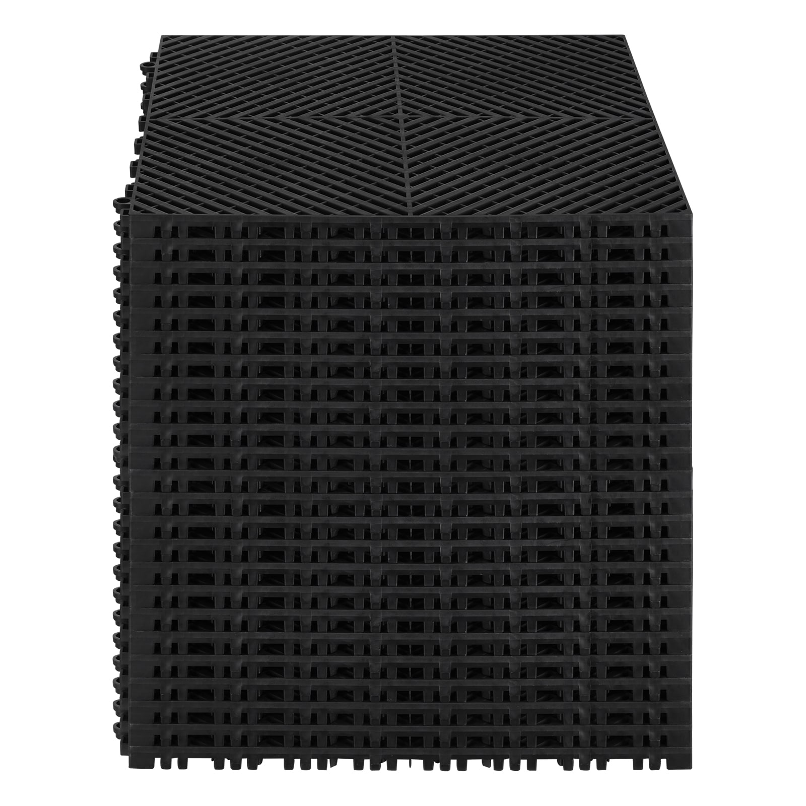 VEVOR Interlocking Drainage Mat 15.7in x 15.7in Modular Interlocking Cushion 24 Pcs Splicing Drainage Mats Non-Slip Black PP Drainage Floor Tile and Shower Mat for Garage Garden Kitchen and Outdoor