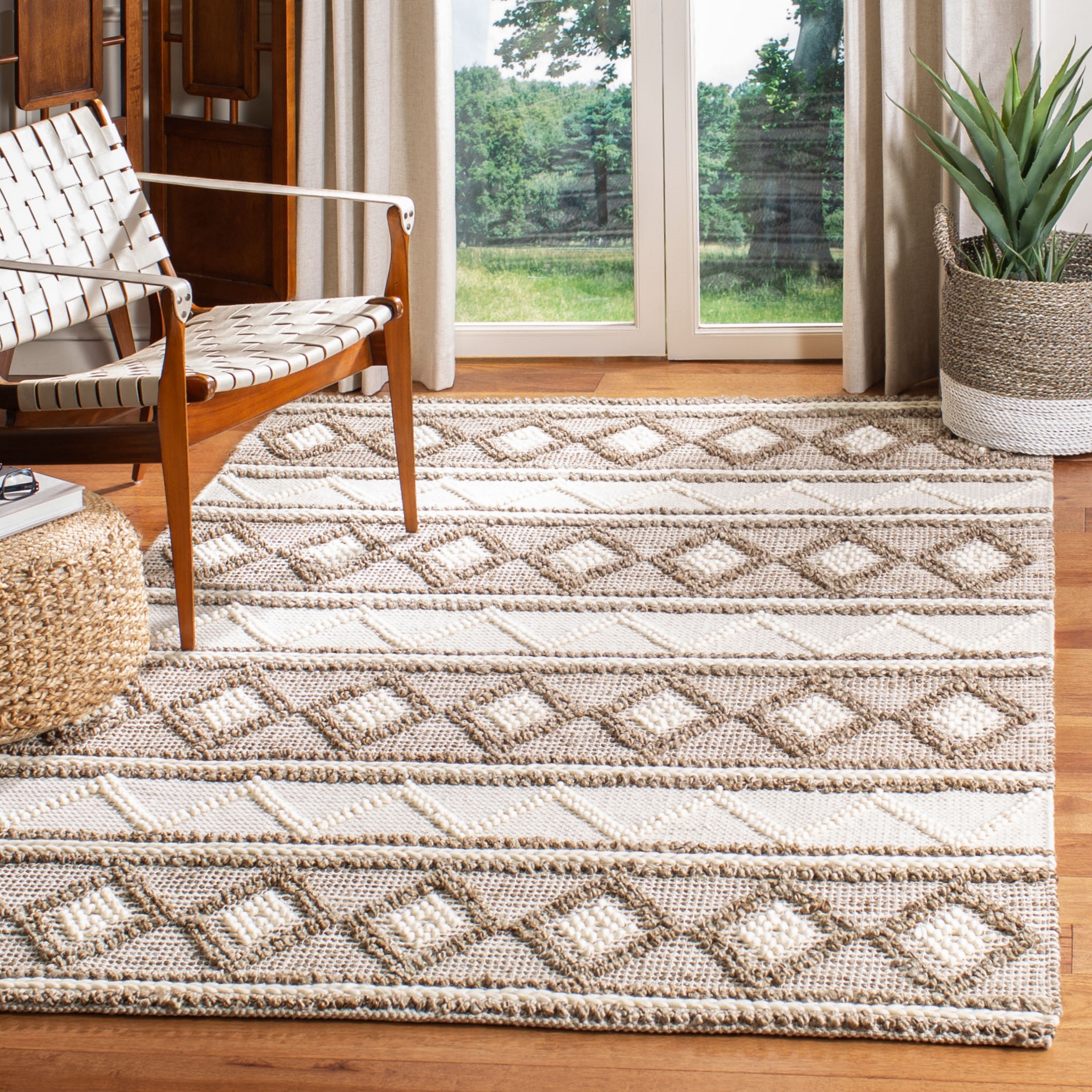 Safavieh NF866B-8 Natural Fiber Gerald 8 x 10 (ft) Loomed Synthetic Taupe/Ivory Rectangular Indoor Abstract Area rug