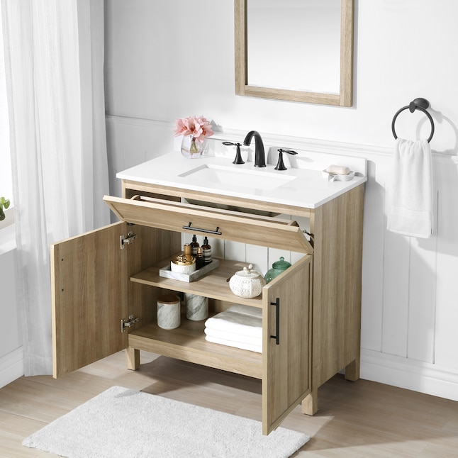 Style Selections Dolton 36-in Natural Oak Undermount Single Sink ...