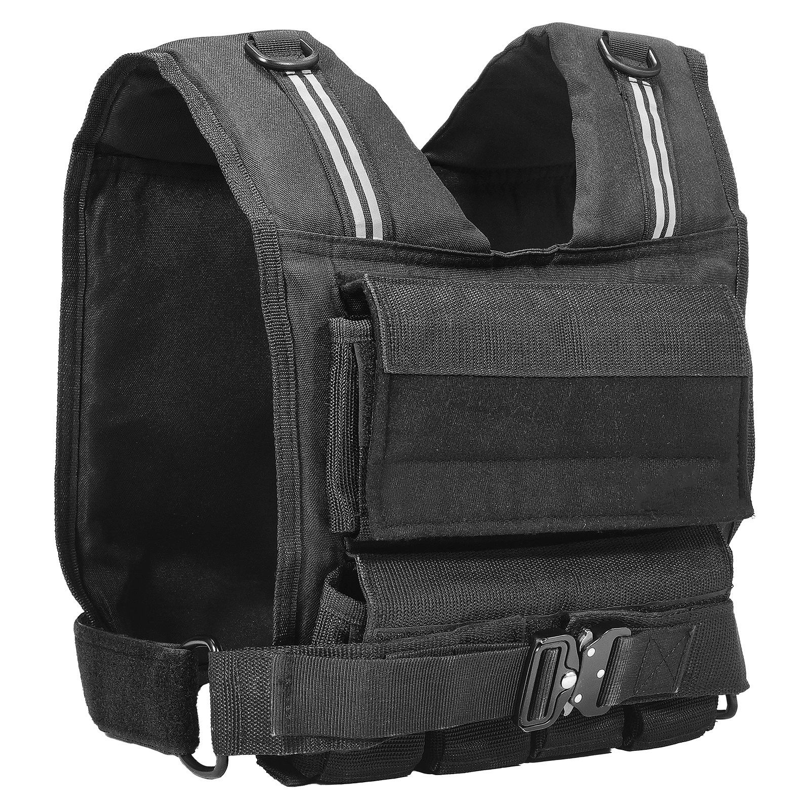 Slickblue - 35 lb Black Adjustable Weighted Training Vest with Metal Buckle Padded Shoulders and ...