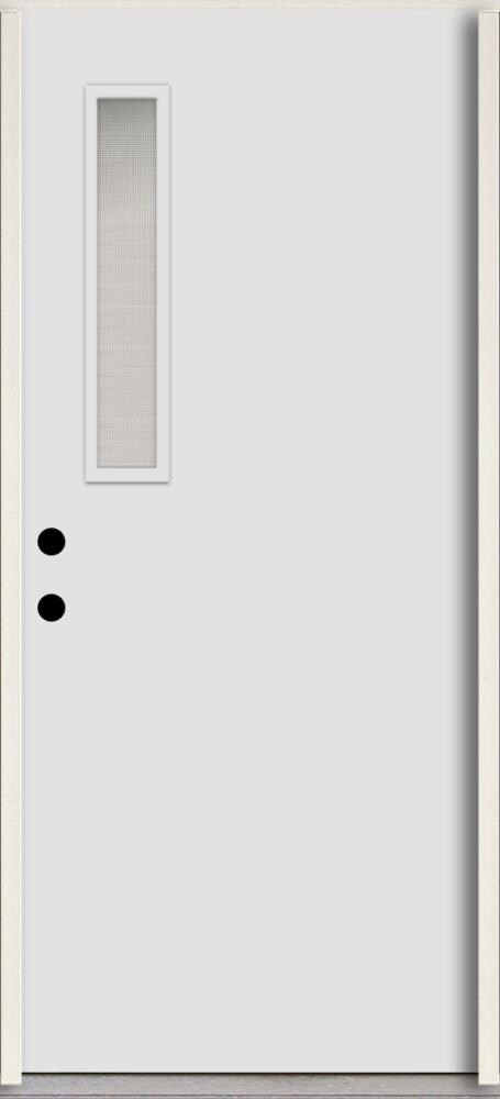 RELIABILT LO1063613 Spotlights 36-in x 80-in x 4-5/8-in Fiberglass 1/4 lite Right-hand inswing Arctic White Paint Painted Prehung Front Door Insulating core