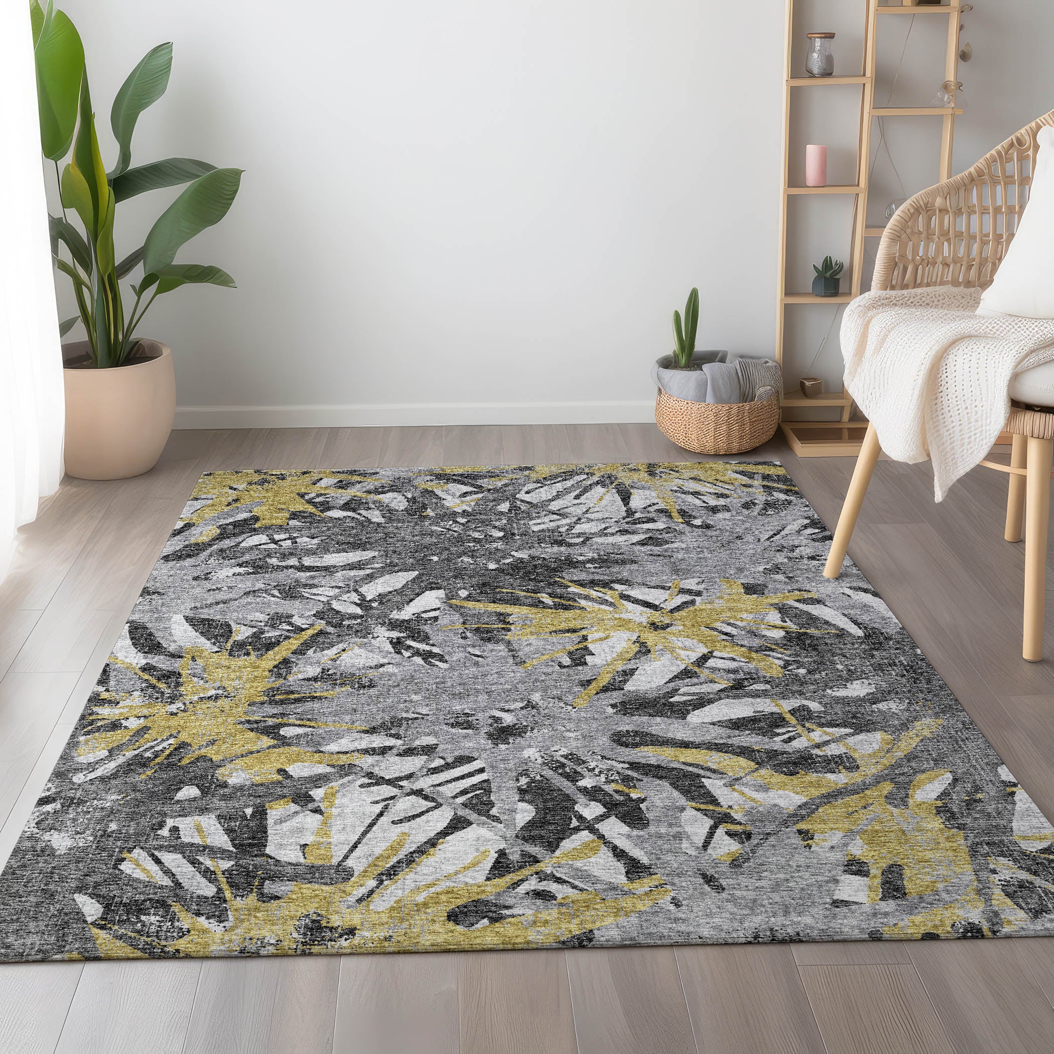 Addison Rugs AMF77GI8X10 Mayfield AMF77GI 8 x 10 (ft) Loomed Polyester Gilded Rectangular Indoor Abstract Machine washable Area rug