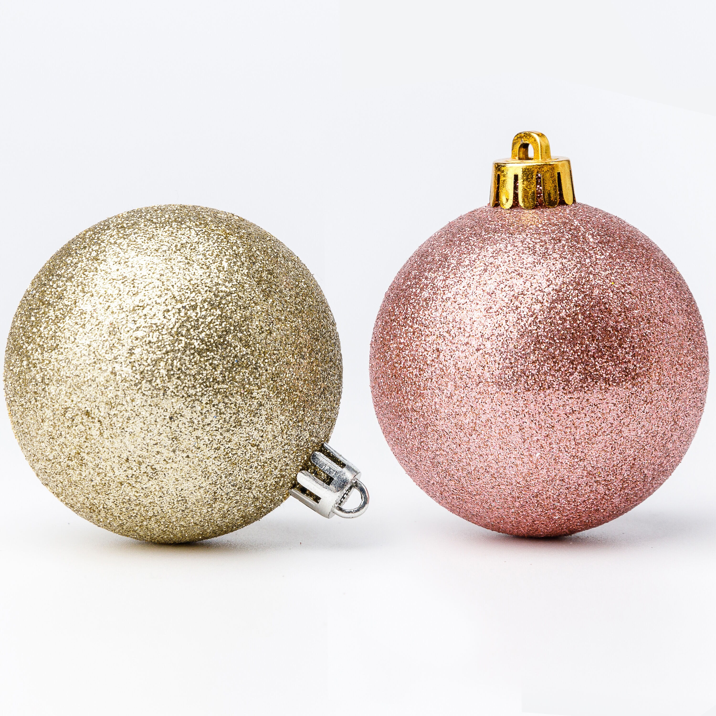 100-Piece Rose Gold and Gold Shatterproof Christmas Ornament Set