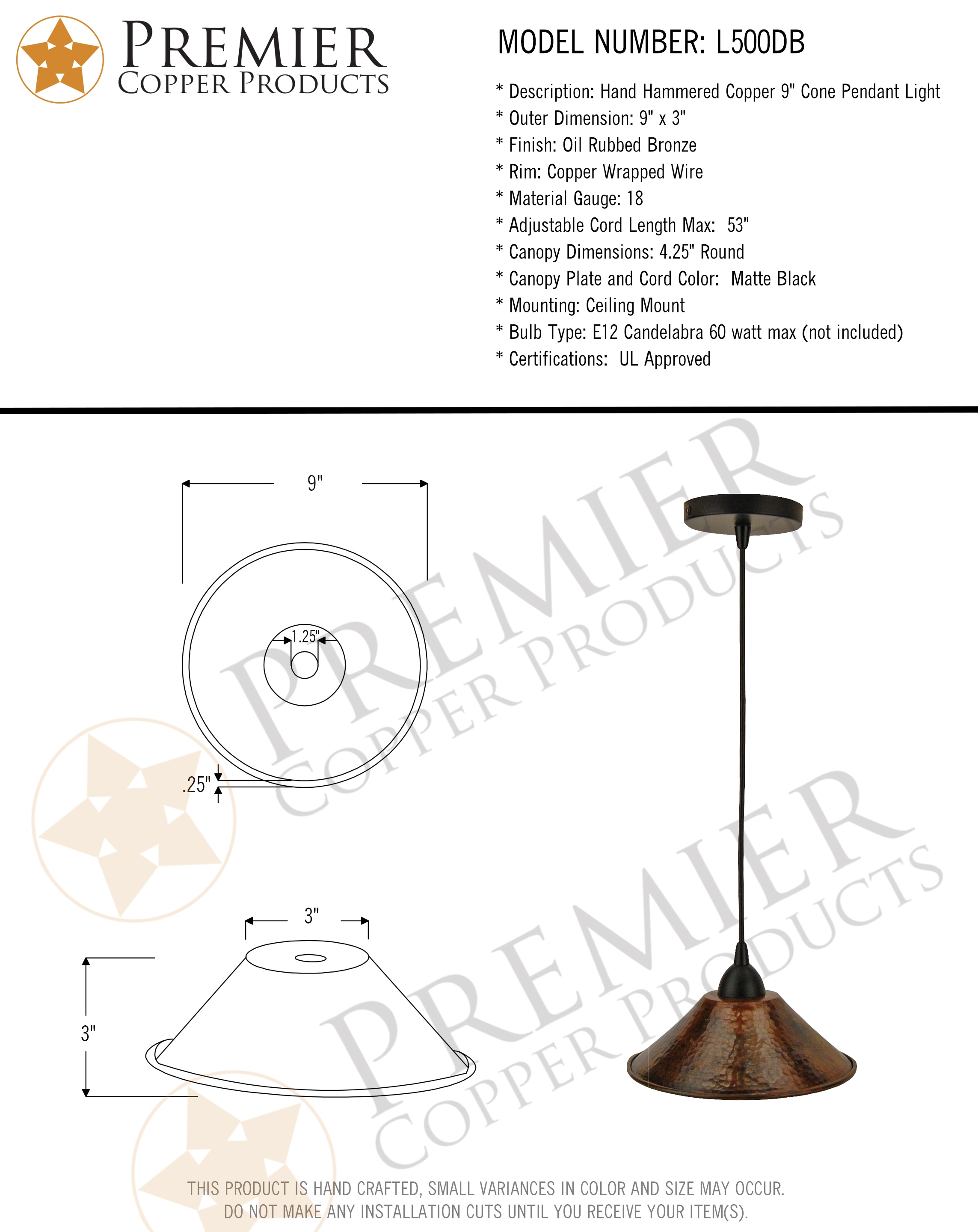 PREMIER COPPER PRODUCTS L500DB Pendant-Lights - View #10