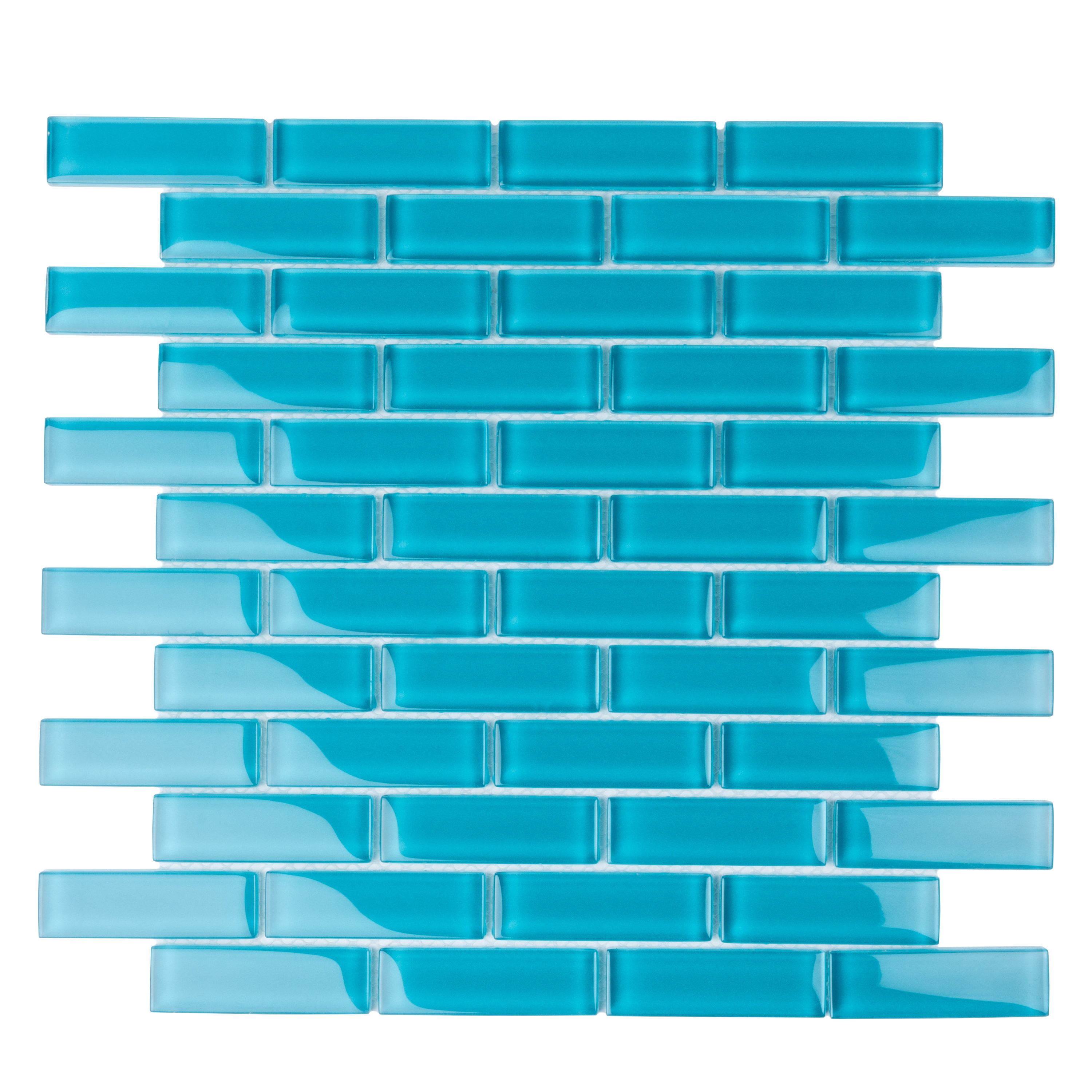 Apollo Tile APLBR88042A Colorway Carolina Blue 12-in x 12-in Glossy Glass Subway Mosaic Floor and Wall Tile ( 4.92-sq ft Carton )