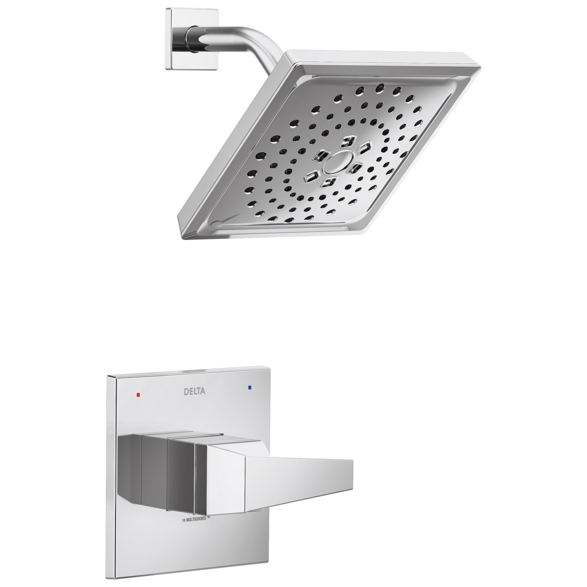 Delta Trillian Lumicoat Chrome 1-handle Multi-function 7.625-Inches Square Bathtub and shower Faucet with Valve #T14243-PR
