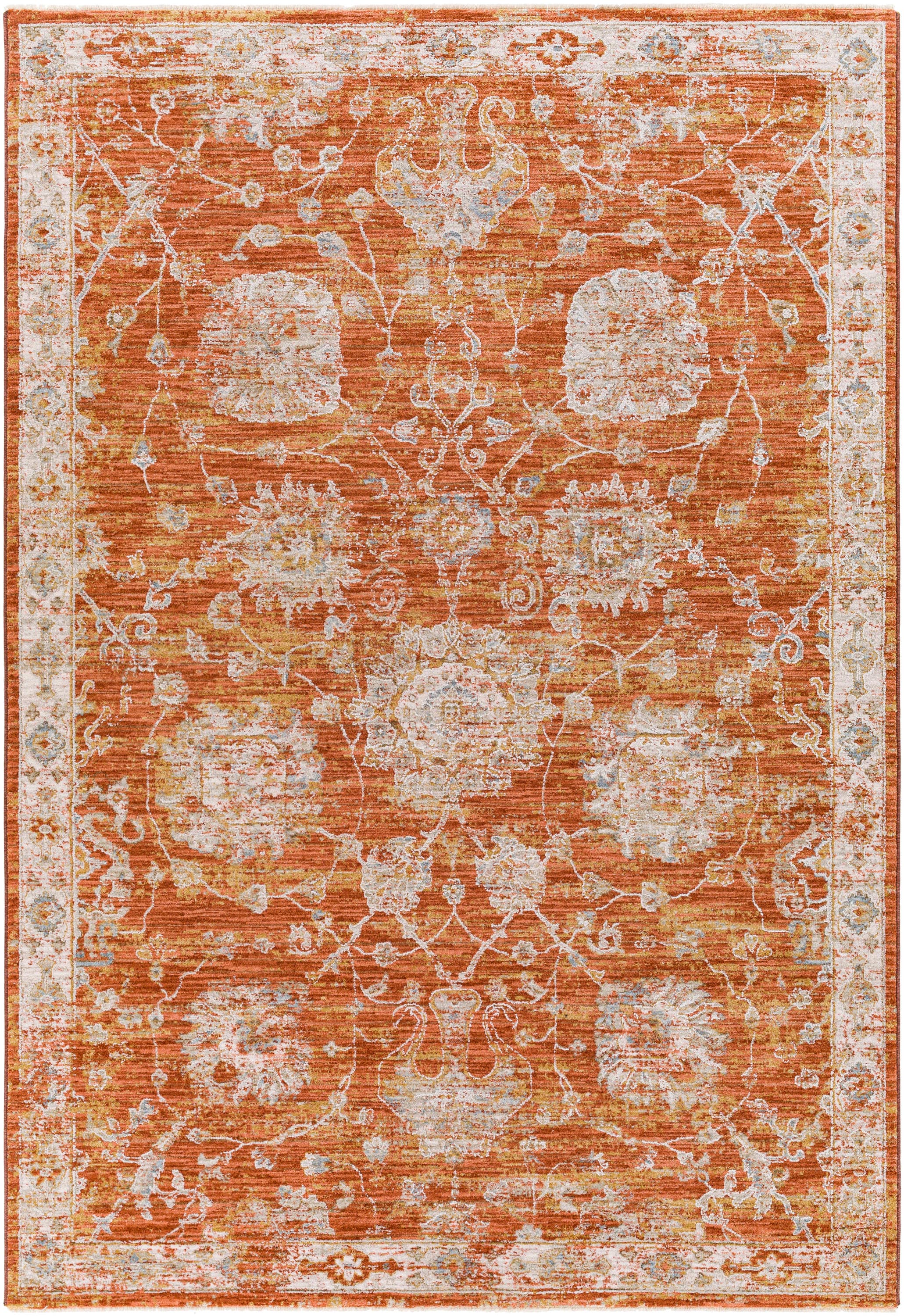 Reversible Easy-Care Cotton-Blend 5' x 7' Red Rug