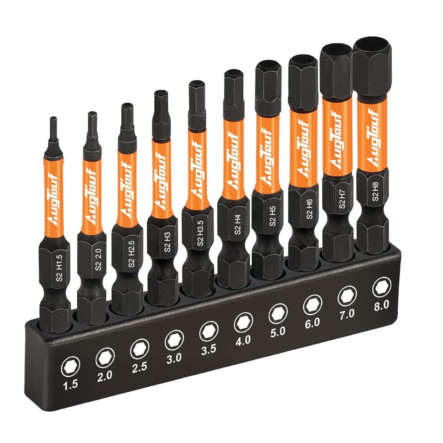 Etokfoks 20pc Metric SAE S2 Steel Impact Hex Allen Wrench Drill Bit Set with Magnetism for Impact Drivers #LET08QEAB