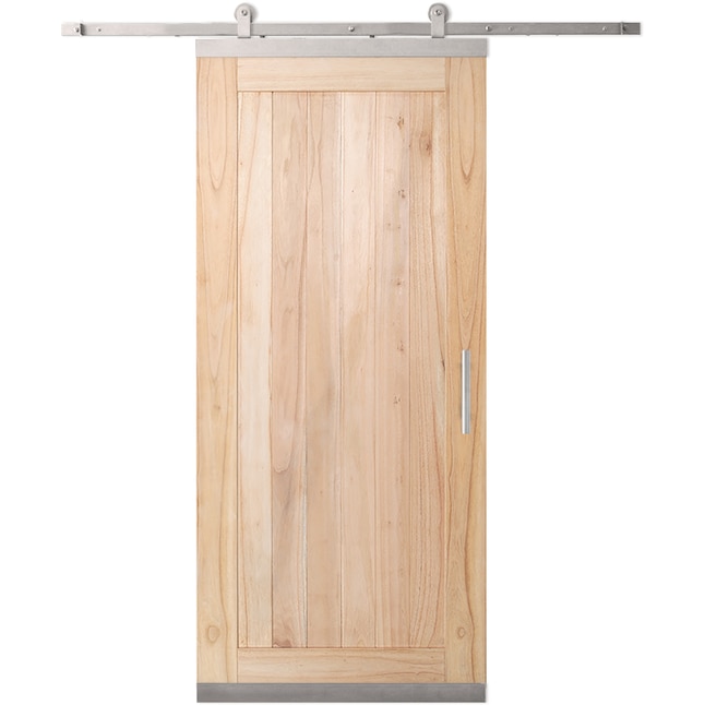 JELD-WEN DesignGlide 36-in x 80-in Unfinished K-Frame Unfinished White Cedar Wood Single Barn Door (Hardware Included) JELD-WEN DesignGlide 36-in x 80-in Unfinished K-Frame Unfinished White Cedar Wood Single Barn Door (Hardware Included)