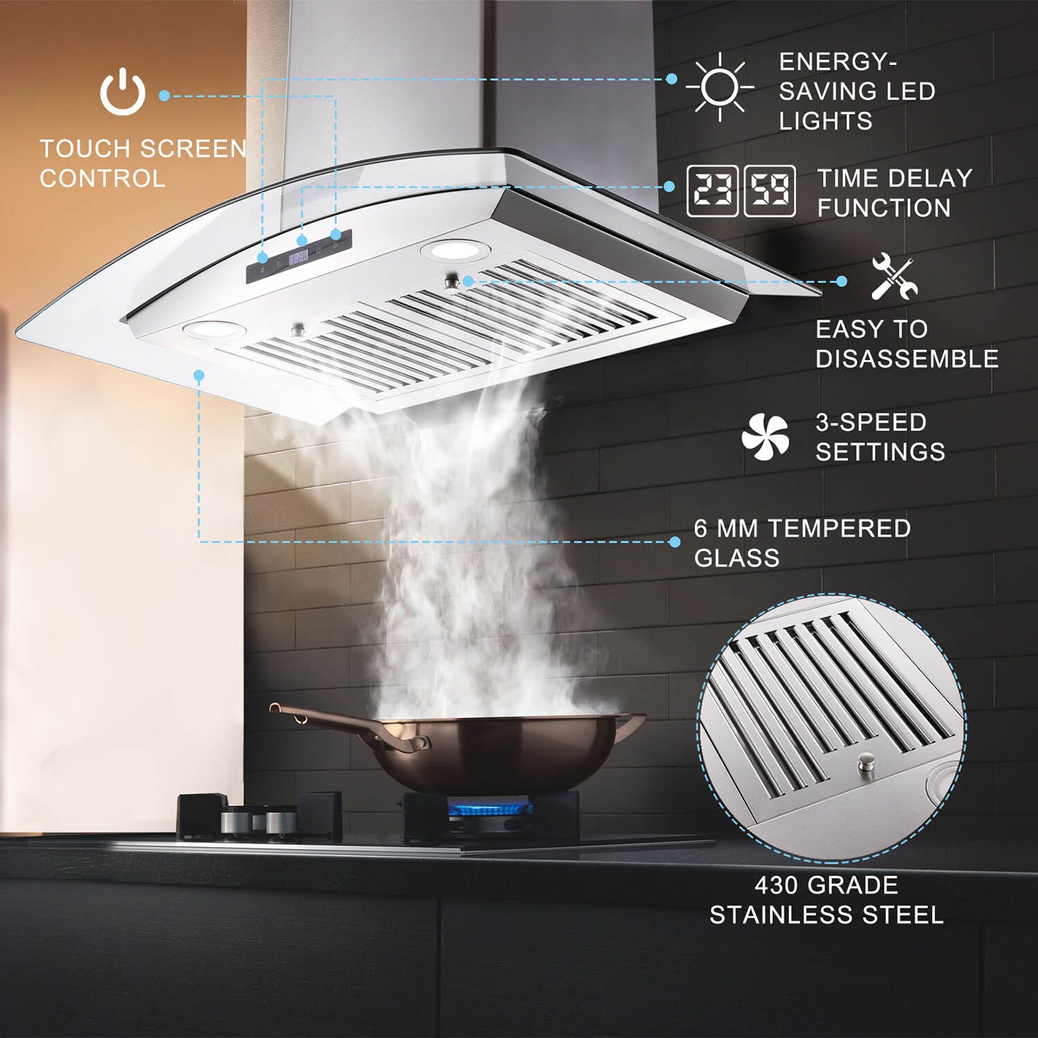 Damerin T11240 Wall-Mounted-Range-Hoods - View #12