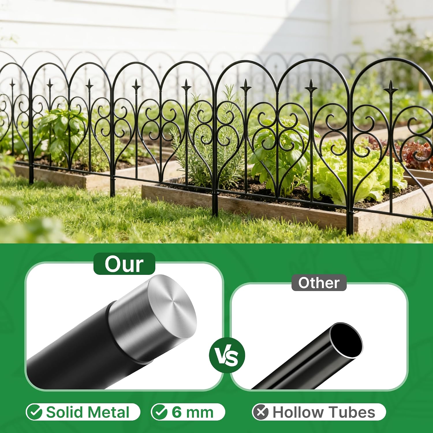 Thealyn Garden Fence 32 x 10ft 10 Panels No Digging Metal Barrier at ...