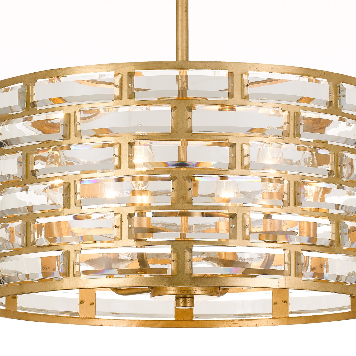 Mini Antique Gold Crystal 6-Light Chandelier with Faceted Jewels
